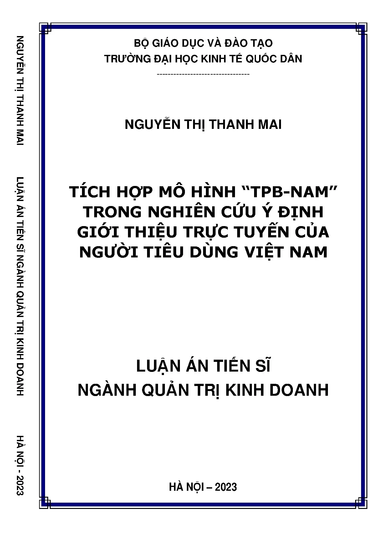 Mô hình TPB-NAM: Ý định giới thiệu trực tuyến NTD Việt Nam