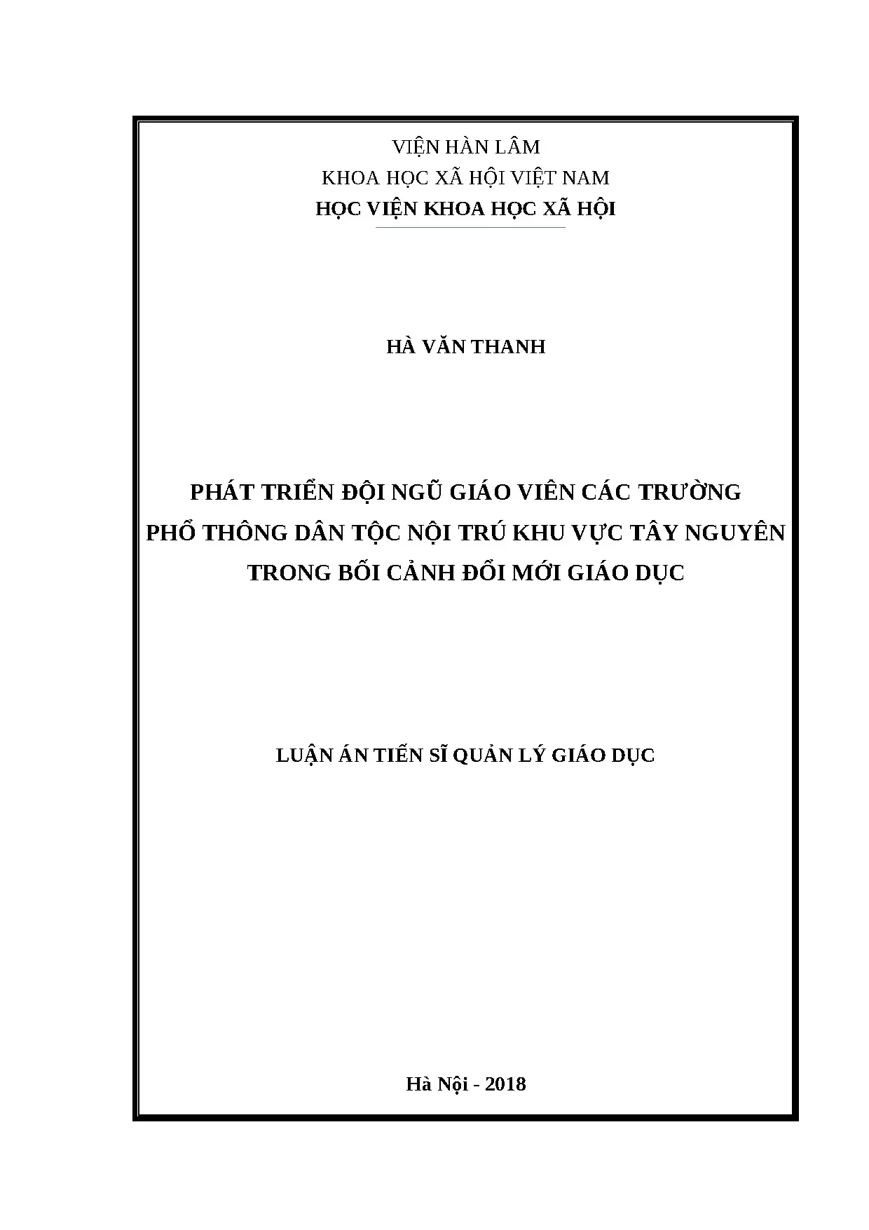 Phát triển đội ngũ GV PTDTNT Tây Nguyên bối cảnh đổi mới giáo dục