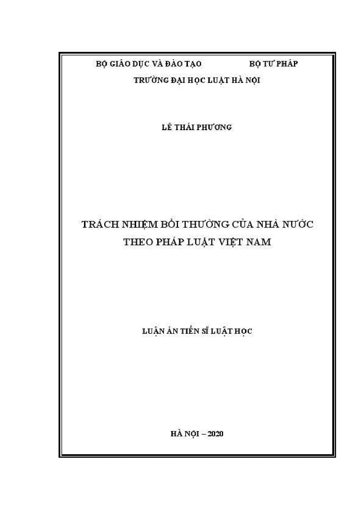 Trách nhiệm bồi thường của Nhà nước theo pháp luật Việt Nam