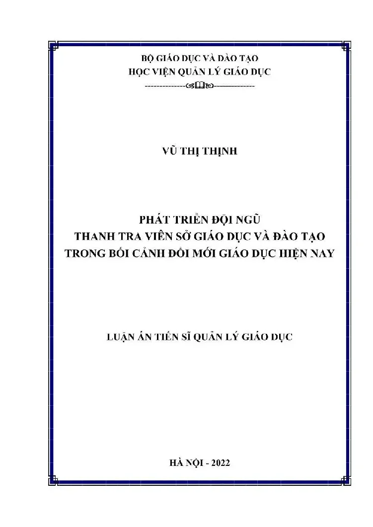 Luận án tiến sĩ quản lý giáo dục phát triển đội ngũ thanh tr