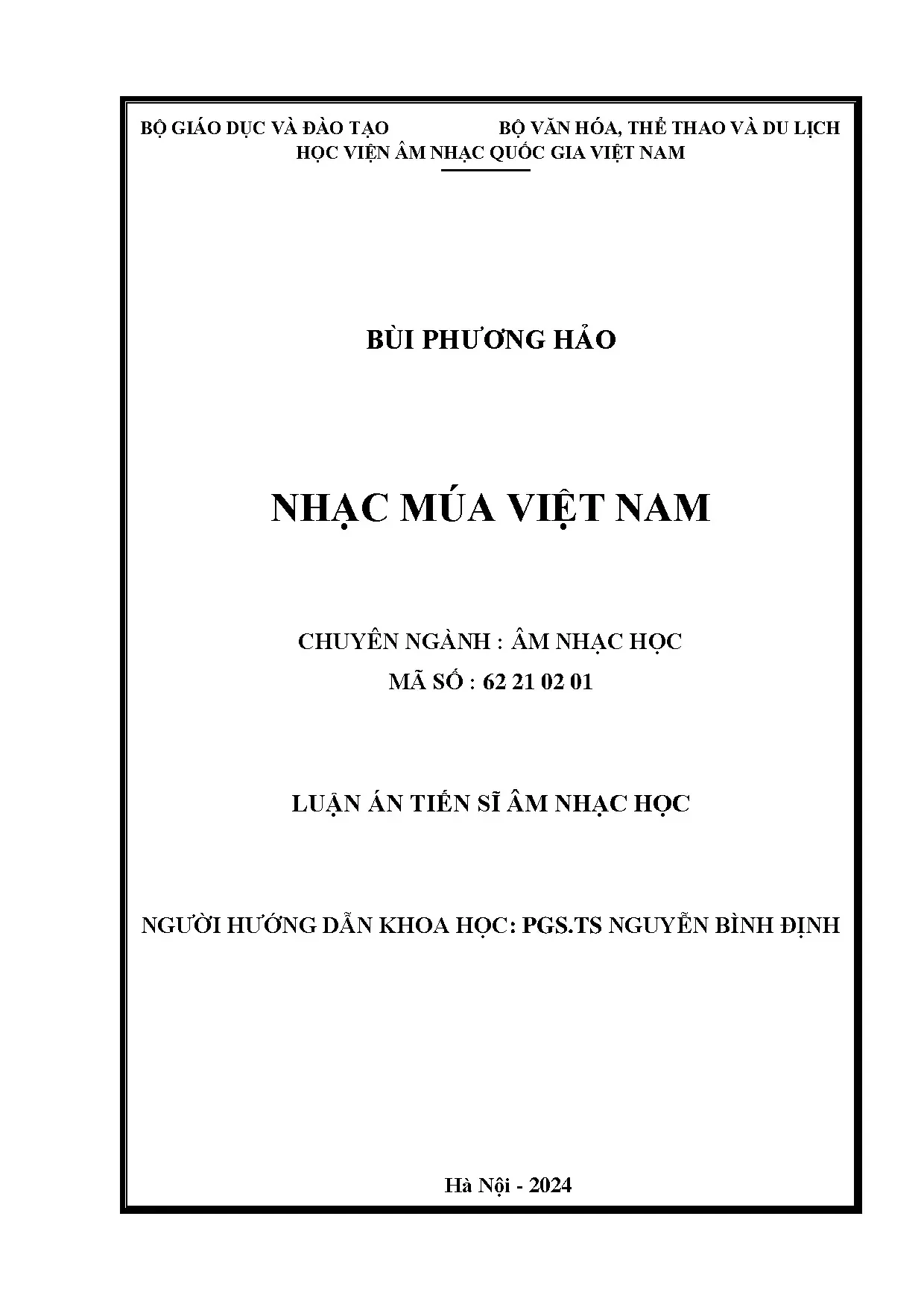 Luận án tiến sĩ về nhạc múa Việt Nam