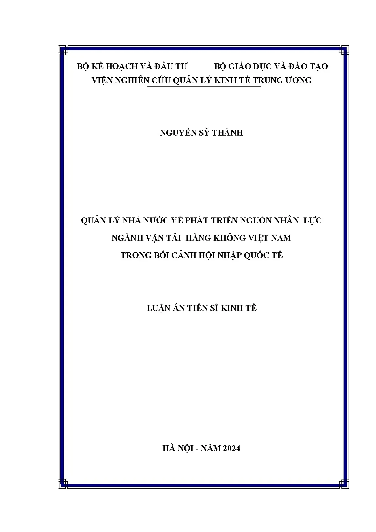 Quản lý Nhà nước về Phát triển Nguồn Nhân lực Vận tải Hàng không