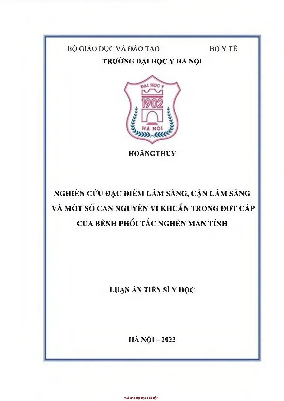 Nghiên cứu lâm sàng, cận lâm sàng & vi khuẩn BPTNMT đợt cấp