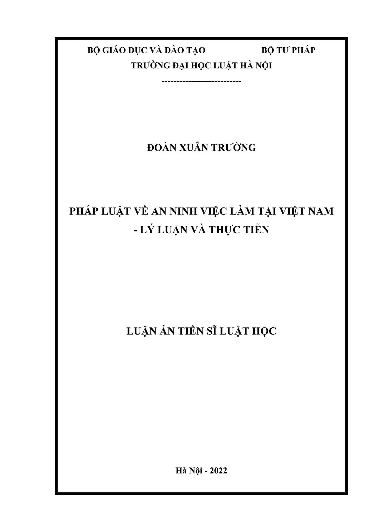Pháp luật về an ninh việc làm tại Việt Nam: Lý luận & thực tiễn