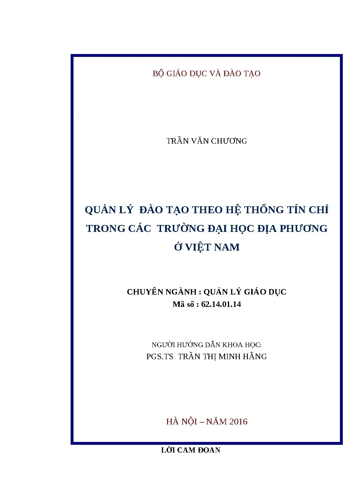 Quản lý đào tạo theo hệ thống tín chỉ ở Việt Nam