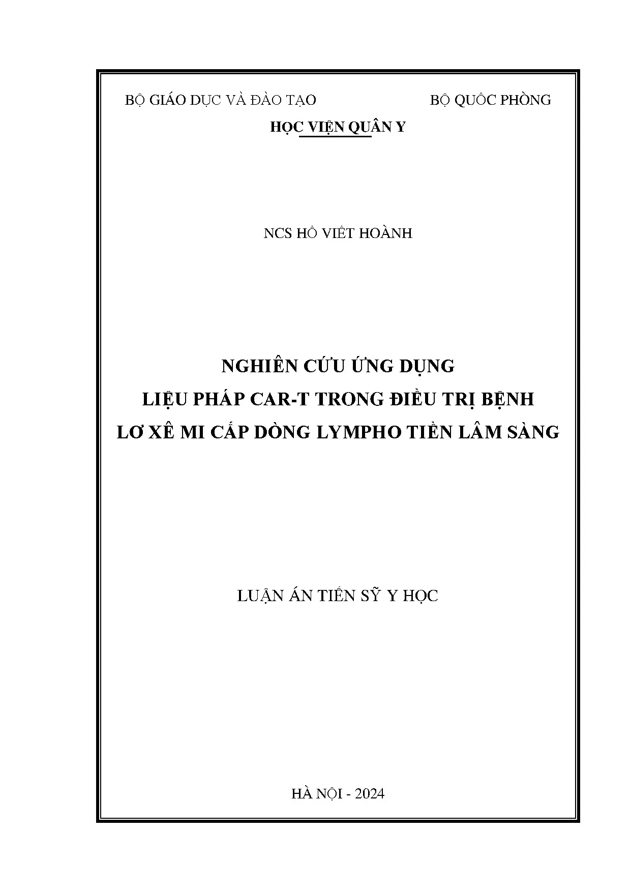 Liệu pháp CAR-T điều trị lơ xê mi cấp dòng lympho tiền lâm sàng