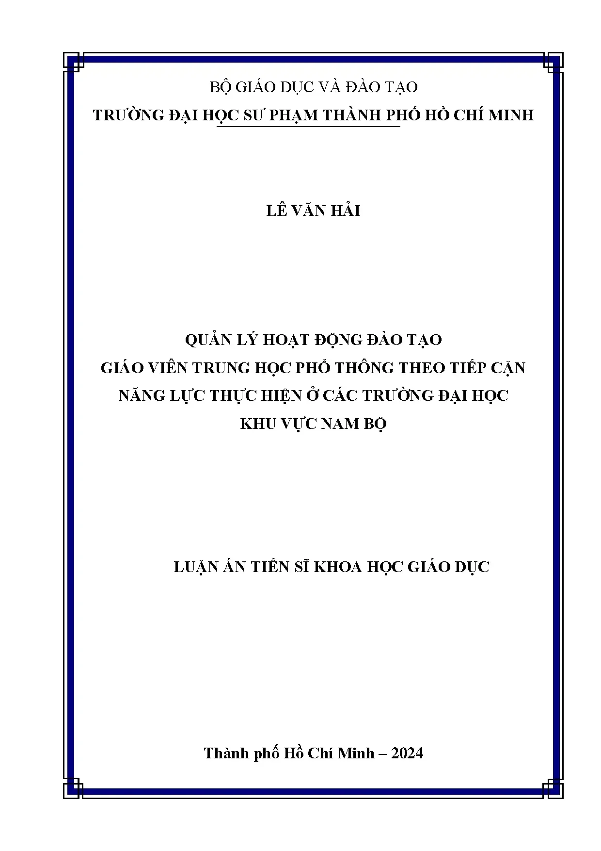 Quản lý đào tạo GV THPT theo năng lực thực hiện Nam Bộ