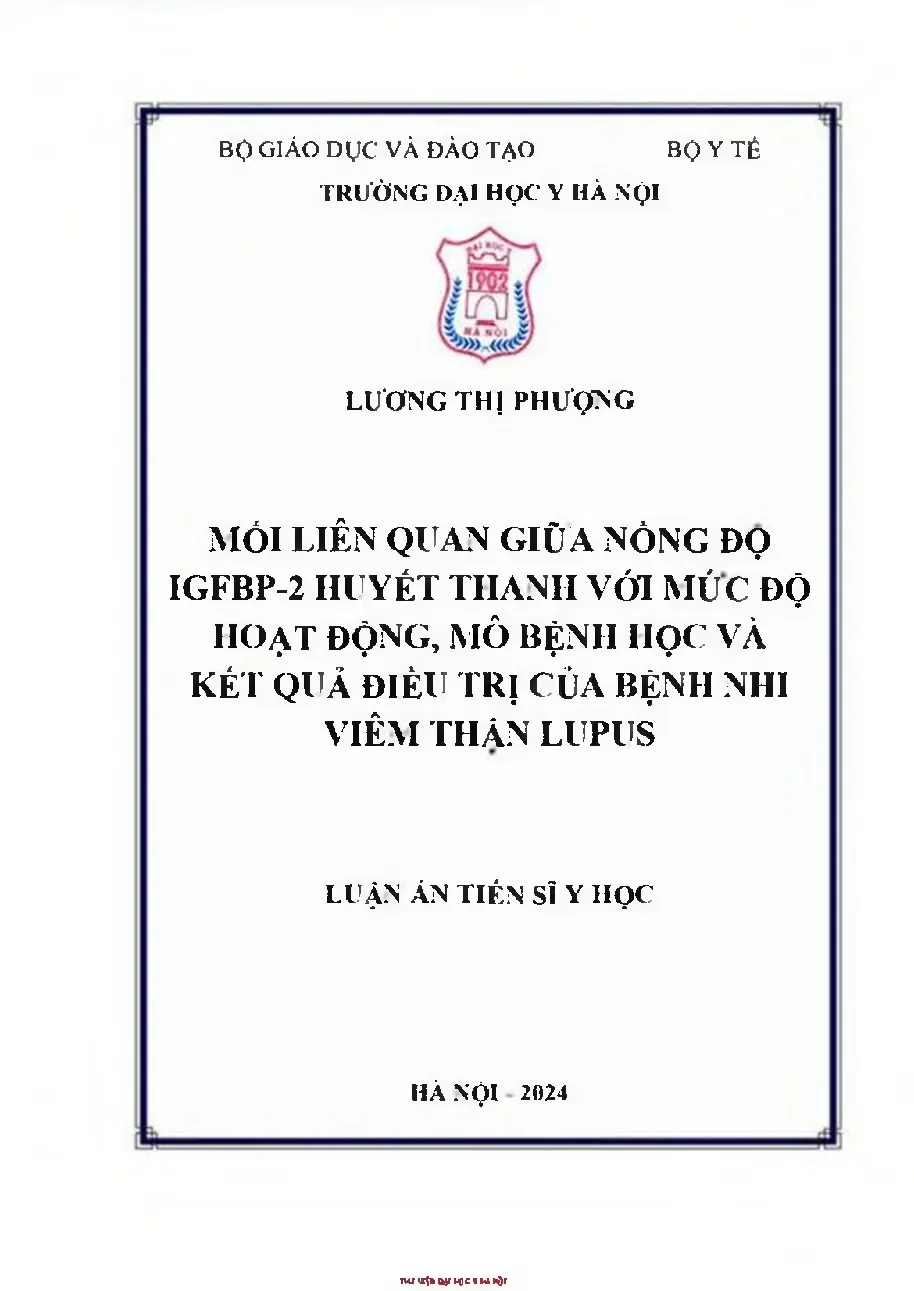 Nồng độ IGFBP-2 huyết thanh và viêm thận lupus trẻ em