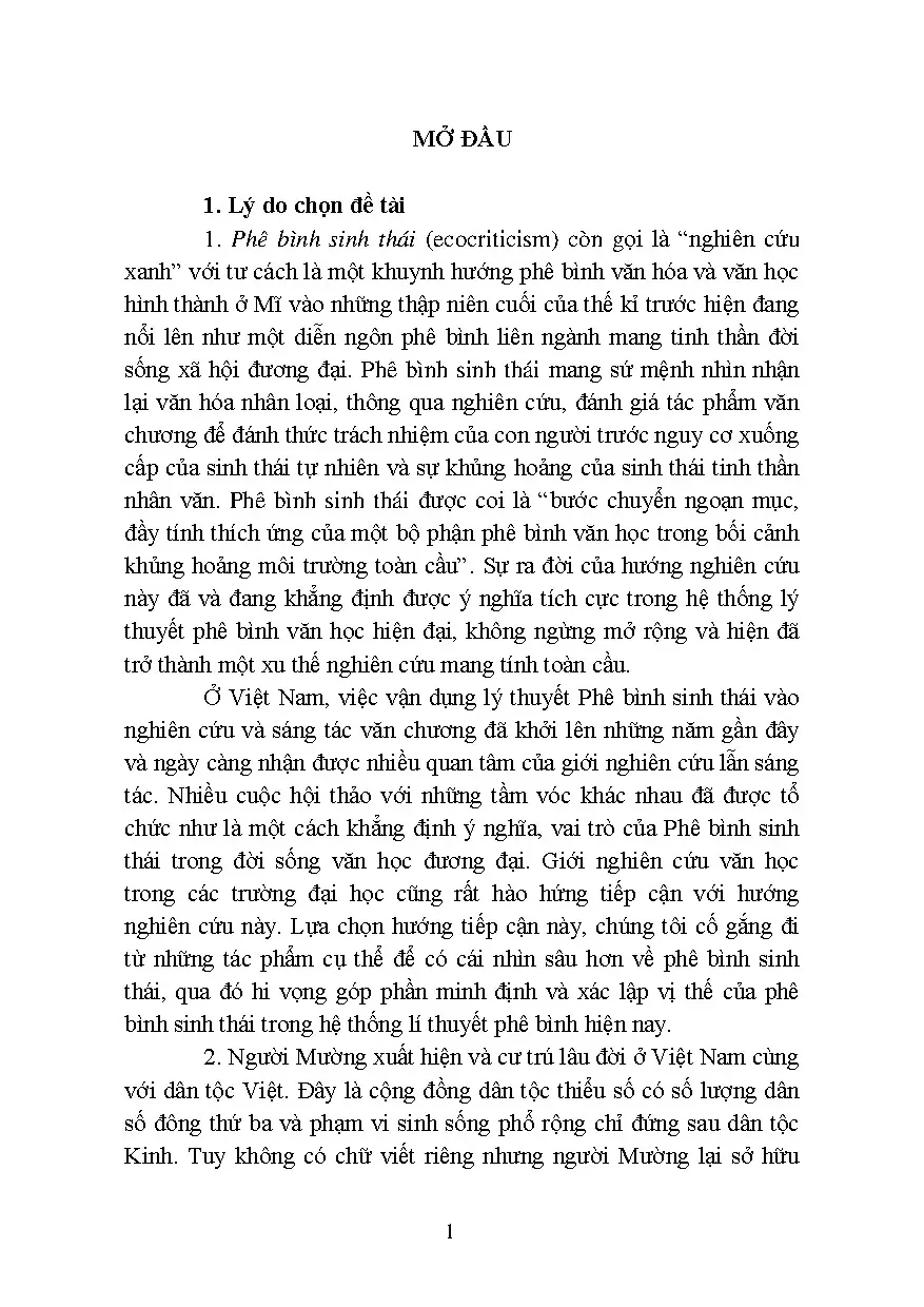 Cảm quan sinh thái văn học Mường: Mo Đẻ đất đẻ nước & hiện đại