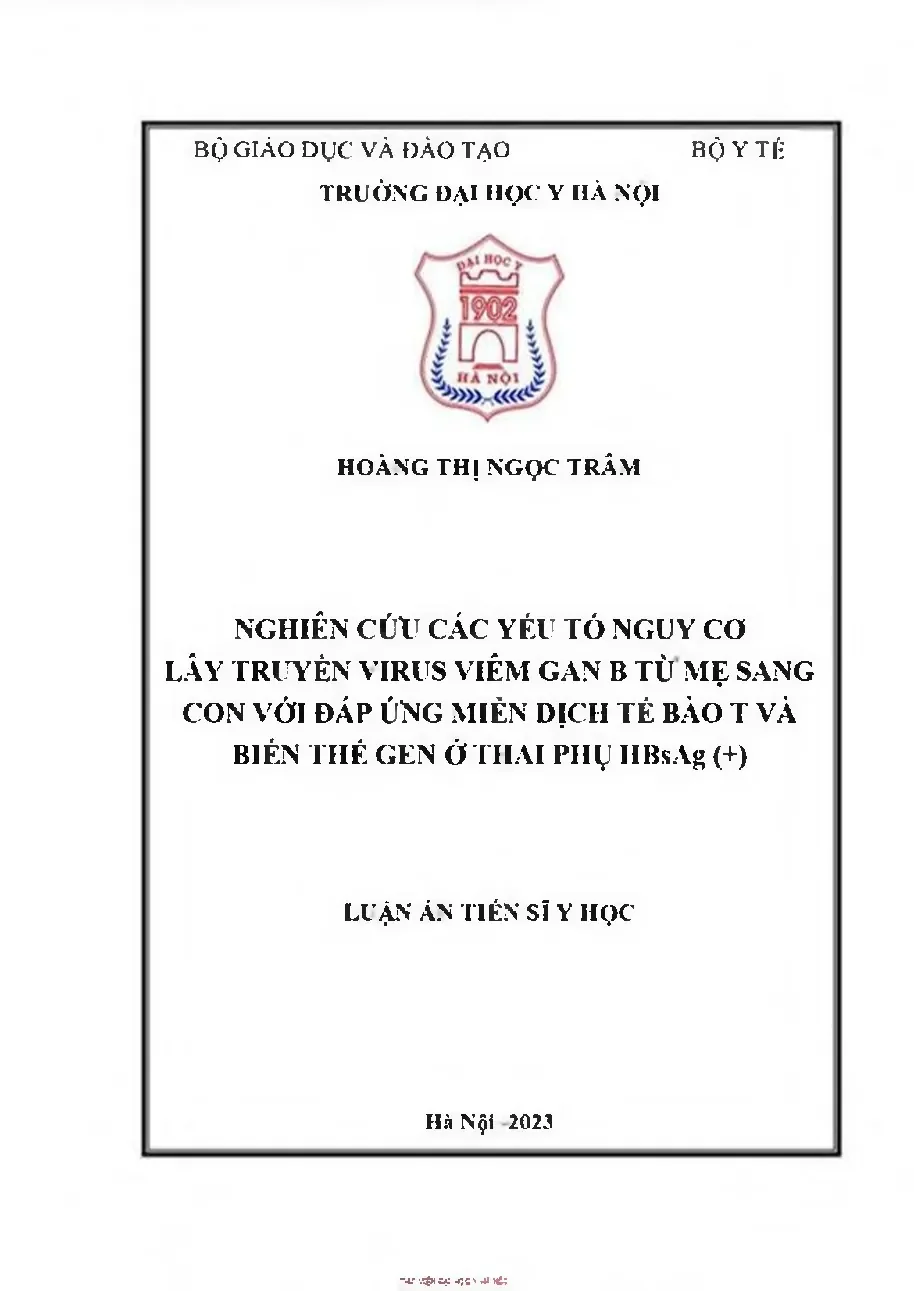 Nghiên cứu lây truyền HBV mẹ con: miễn dịch T, gen thai phụ HBsAg