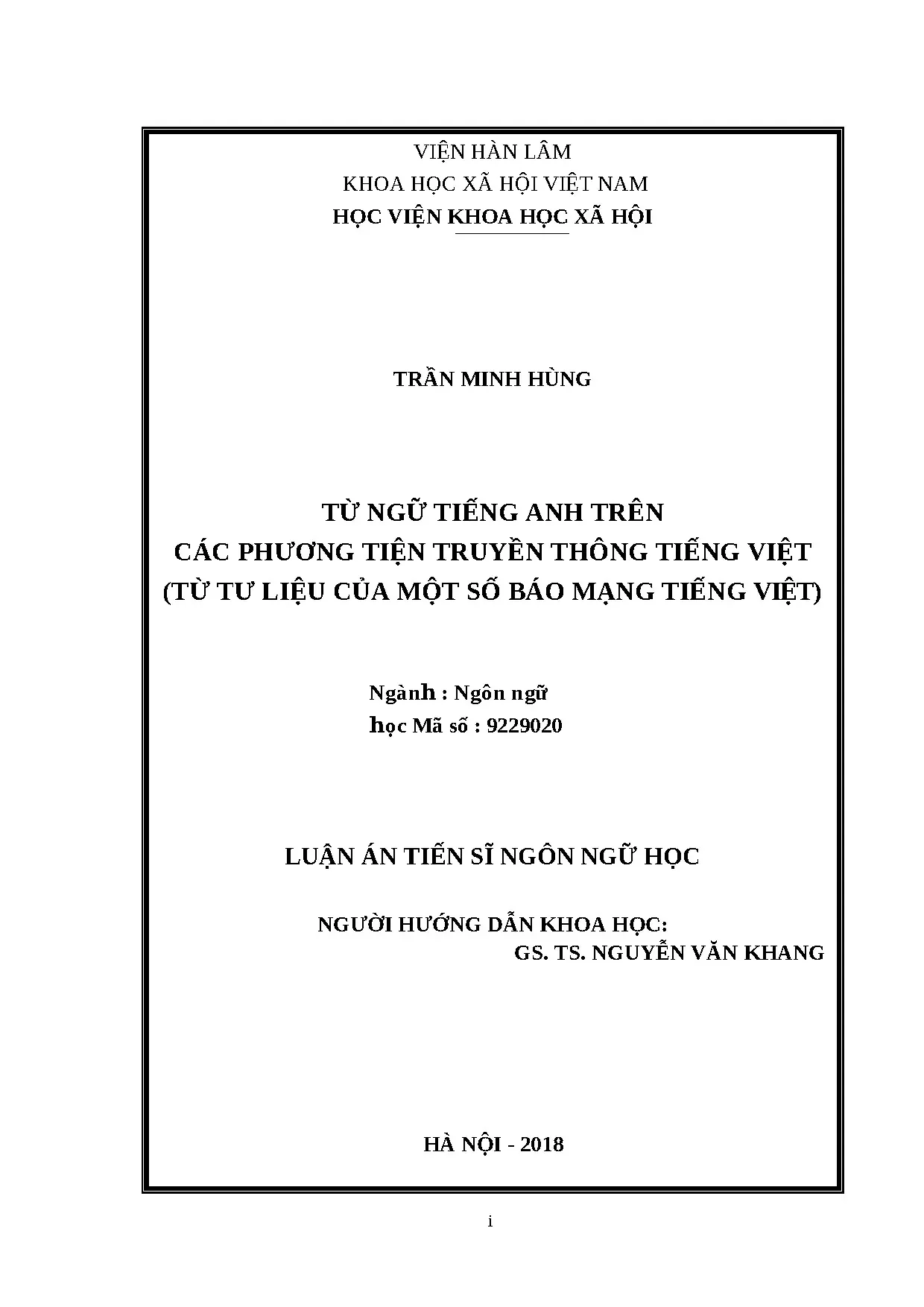 Nghiên cứu từ ngữ tiếng Anh trên báo mạng Việt Nam
