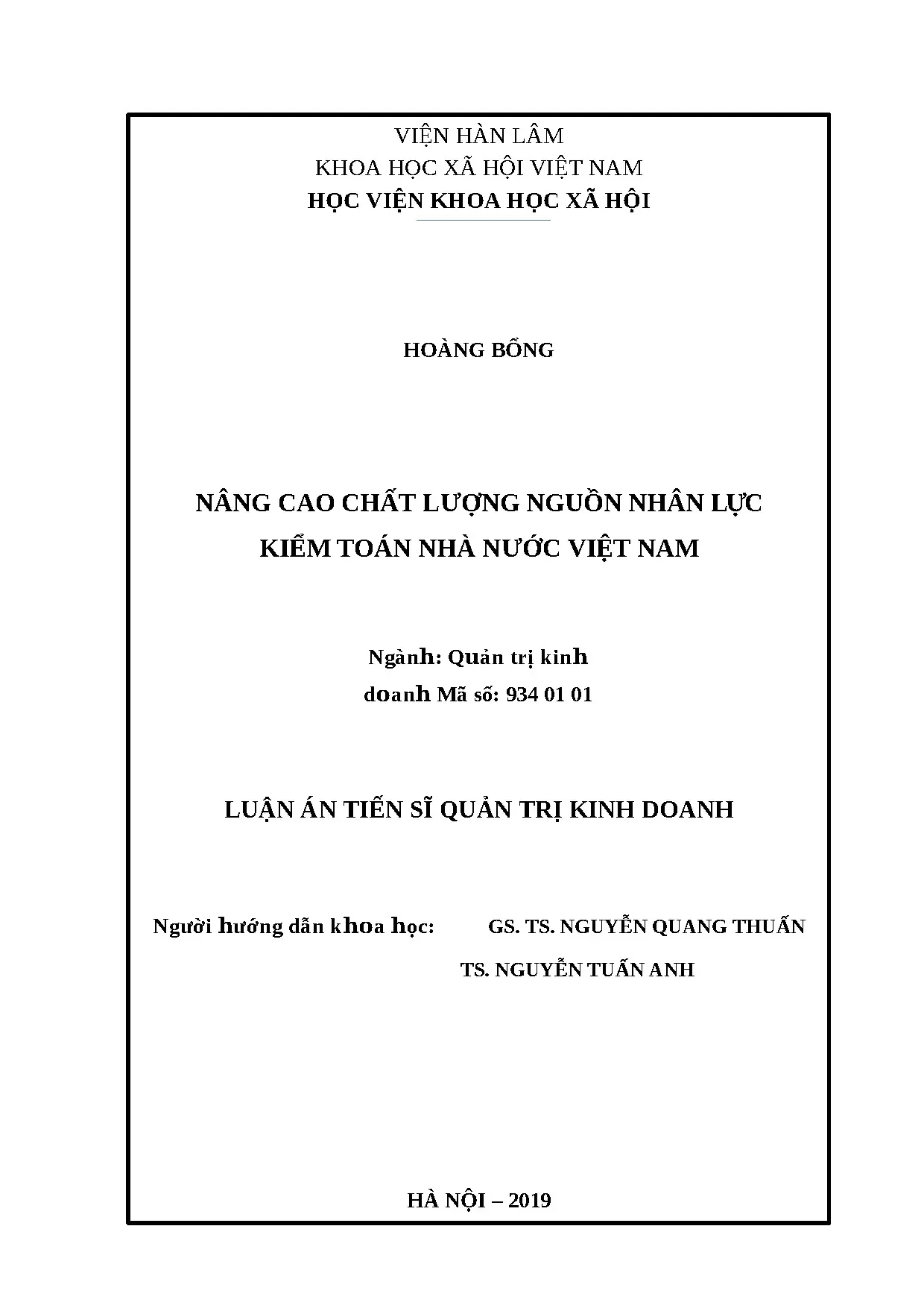 Nâng cao chất lượng nguồn nhân lực Kiểm toán Nhà nước VN