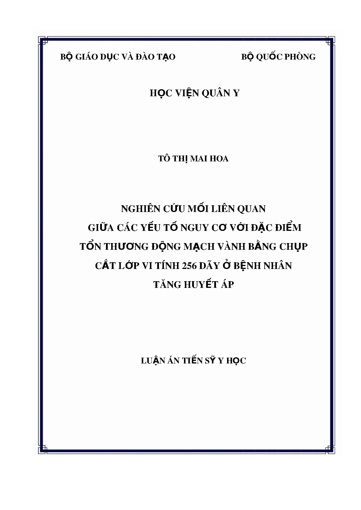 Tổn thương động mạch vành bằng CT 256 dãy ở bệnh nhân tăng huyết áp