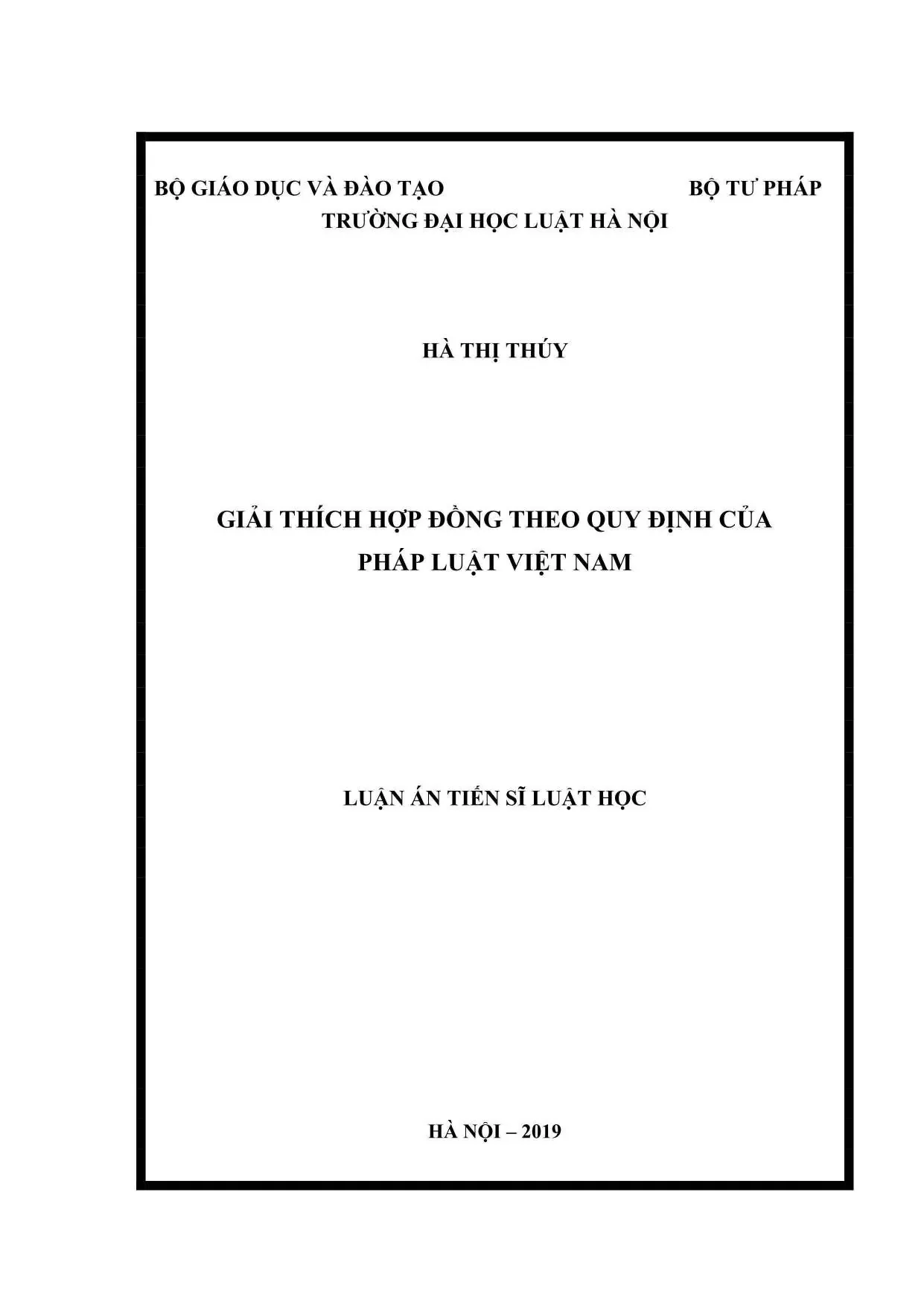 Giải thích hợp đồng theo pháp luật Việt Nam: Luận án tiến sĩ