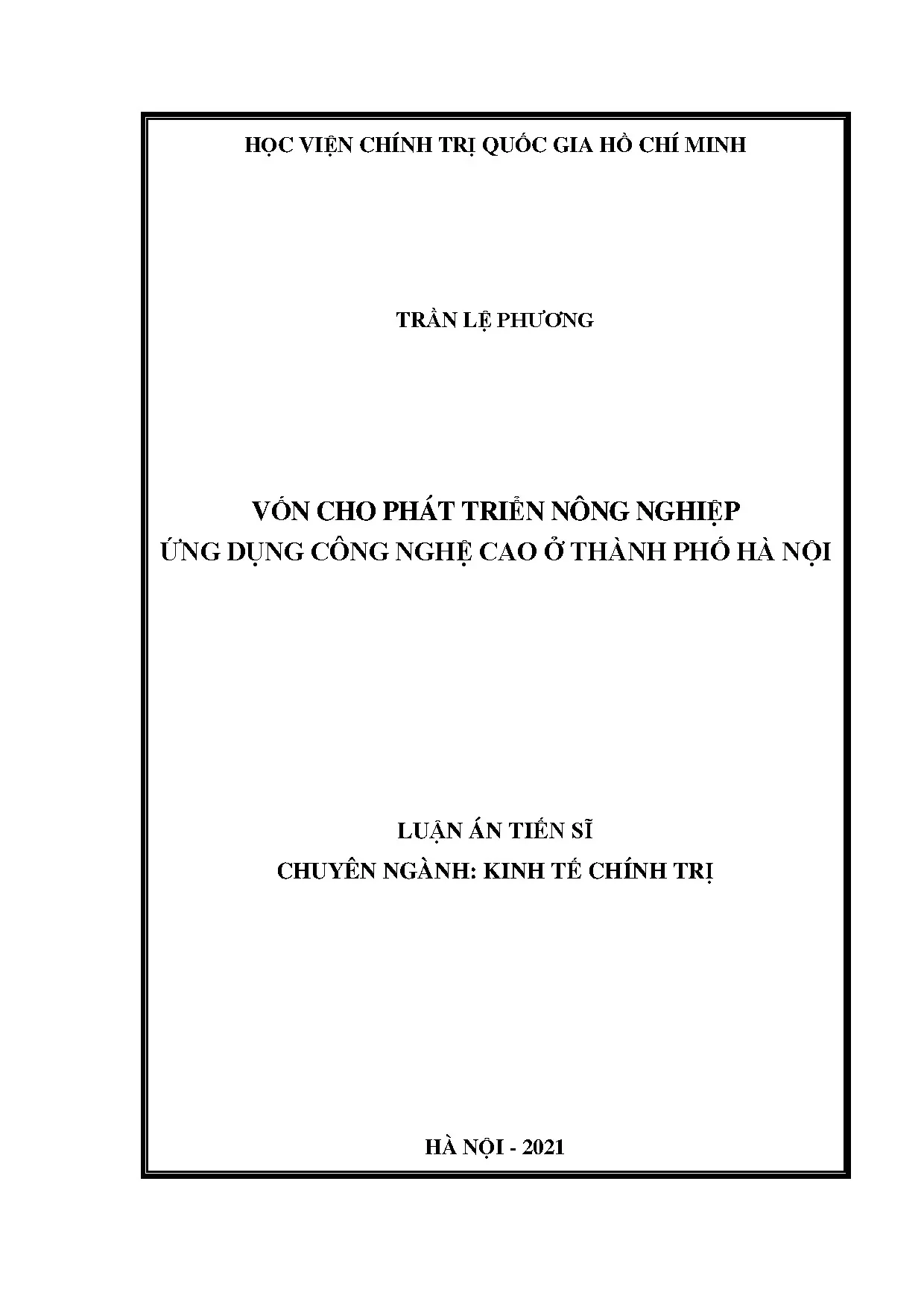 Vốn cho phát triển nông nghiệp công nghệ cao Hà Nội