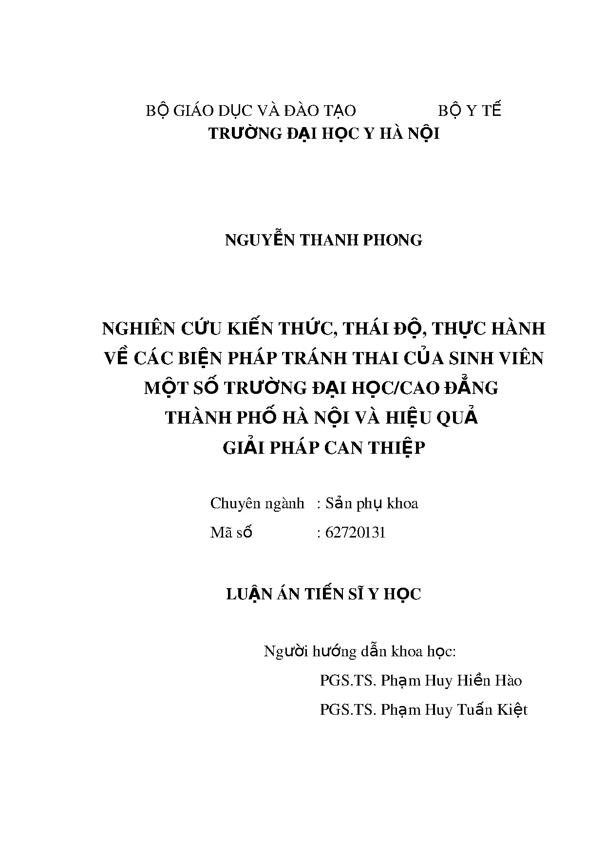 Kiến thức, thái độ, thực hành biện pháp tránh thai SV Hà Nội