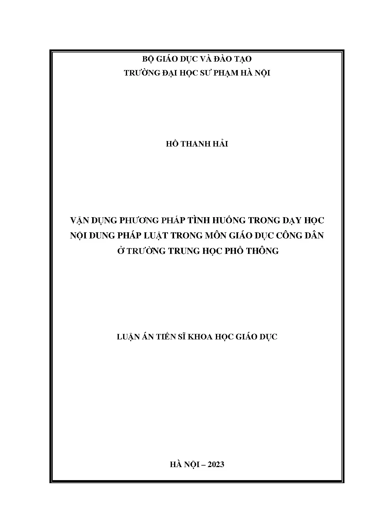 Vận dụng phương pháp tình huống dạy pháp luật GDCD THPT