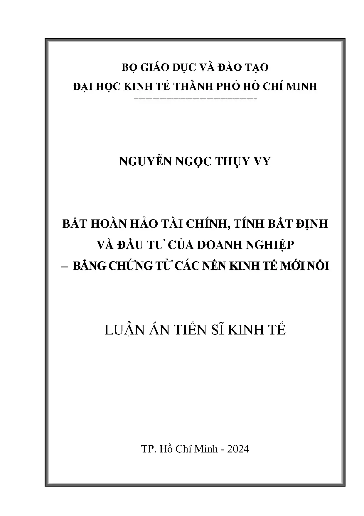Bất hoàn hảo tài chính, bất định & đầu tư doanh nghiệp