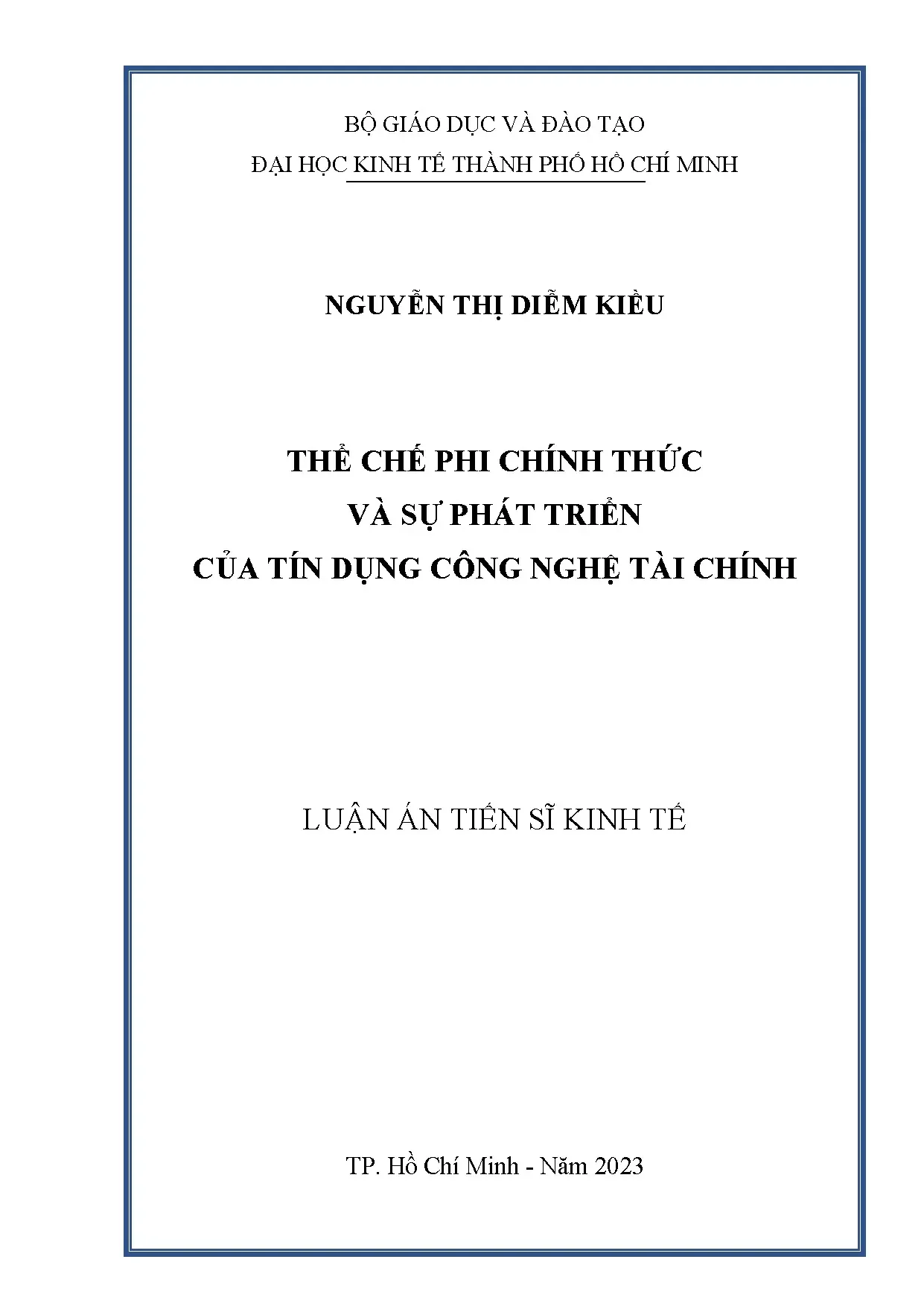 Thể chế phi chính thức và tín dụng công nghệ tài chính
