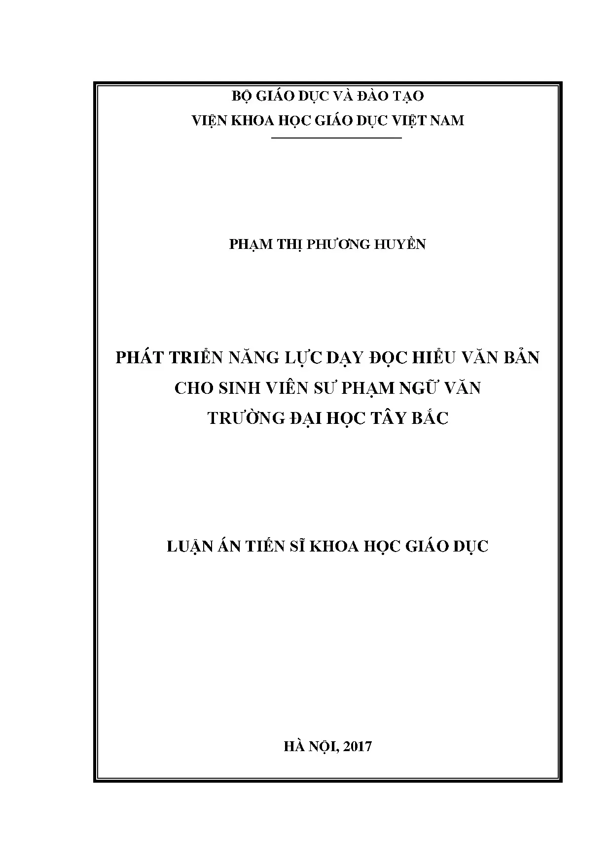 Phát triển năng lực dạy đọc hiểu văn bản SV SP Ngữ văn ĐHTB