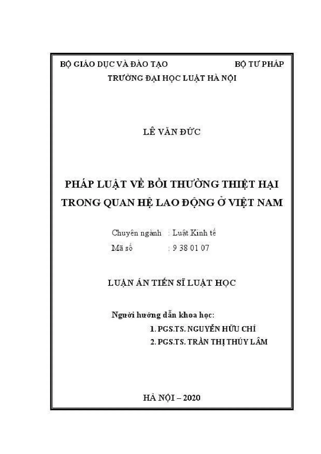 Pháp luật bồi thường thiệt hại trong quan hệ lao động ở Việt Nam