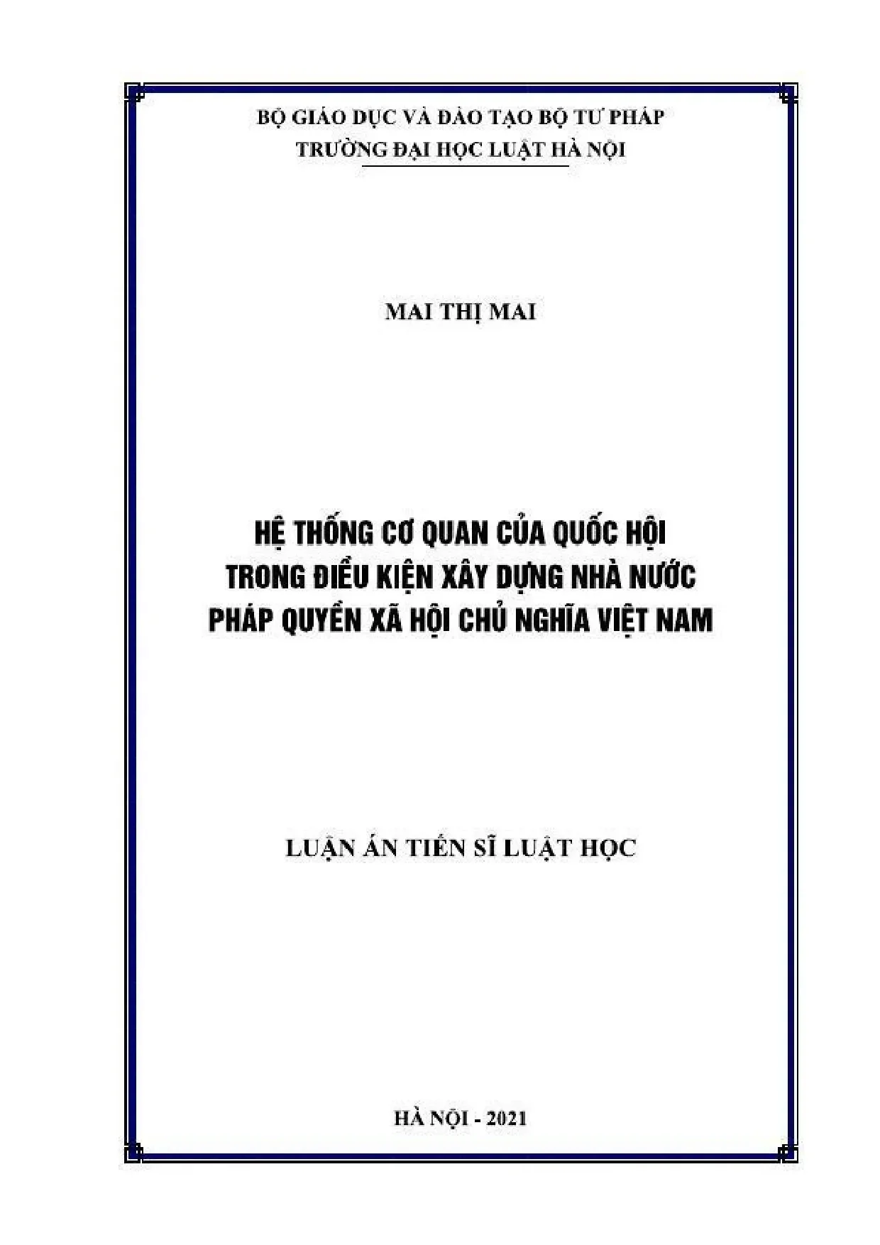 Hệ thống cơ quan Quốc hội Việt Nam trong Nhà nước pháp quyền XHCN