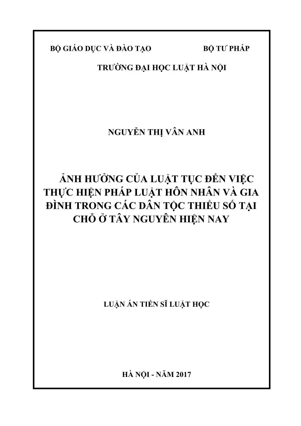 Ảnh hưởng luật tục đến pháp luật HN&GD dân tộc thiểu số Tây Nguyên