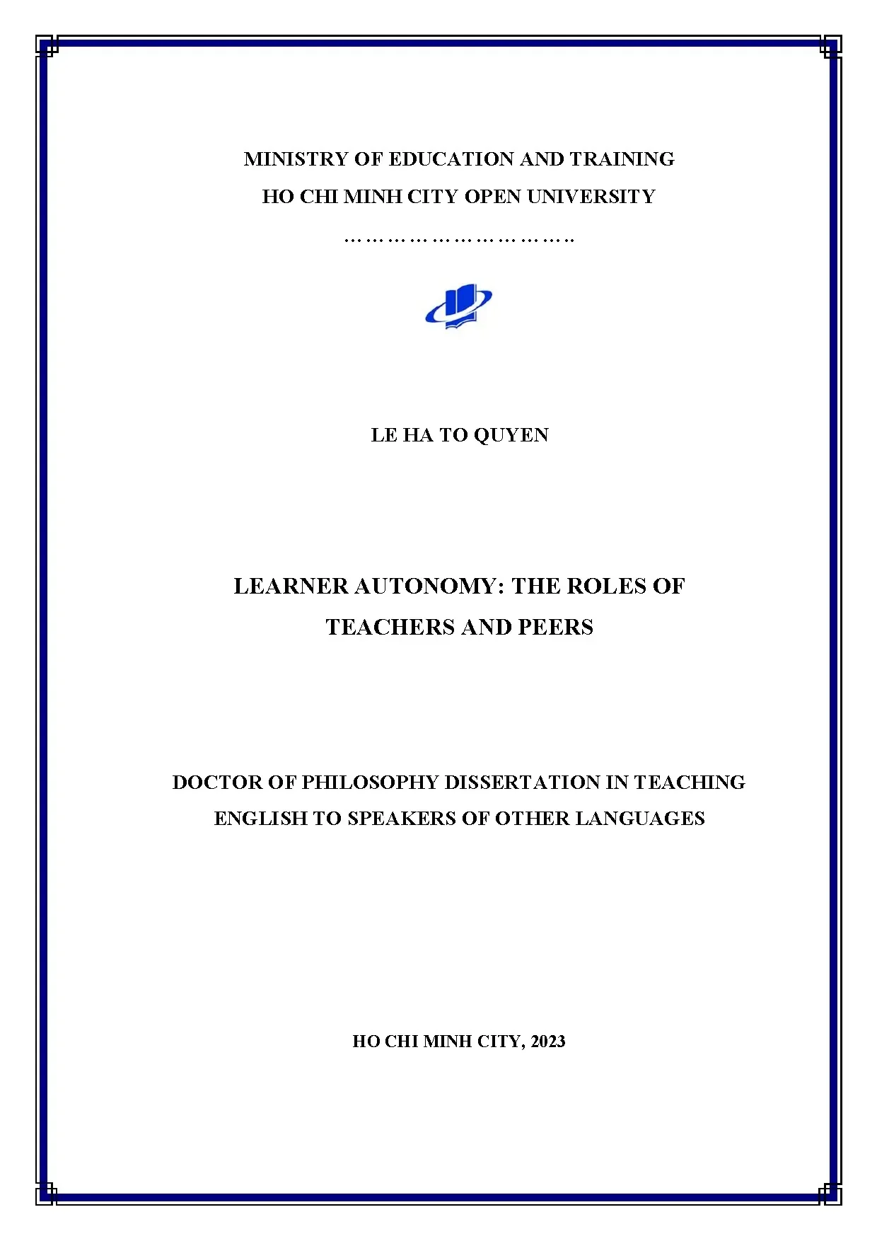 Learner Autonomy: Teachers' & Peers' Roles in EFL