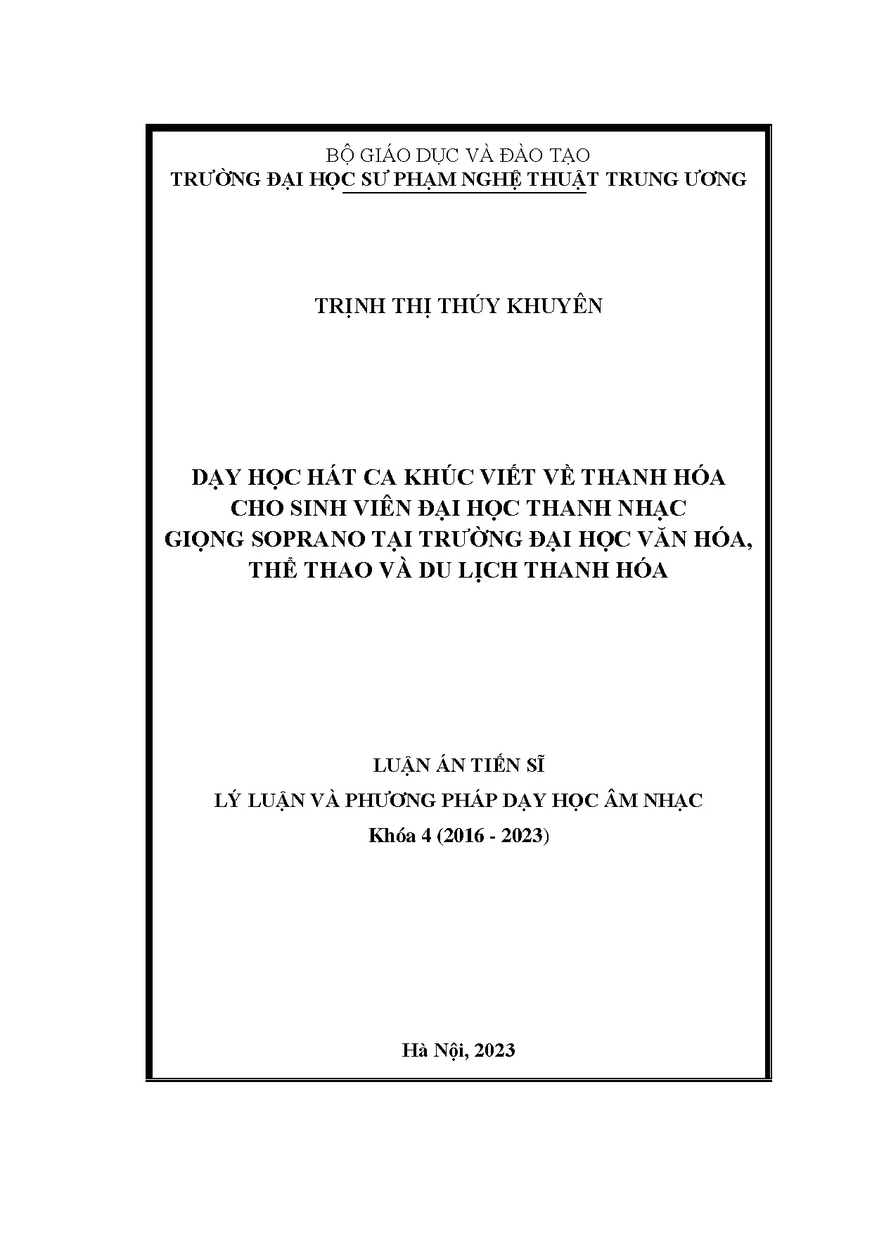 Dạy học hát ca khúc Thanh Hóa cho SV thanh nhạc soprano