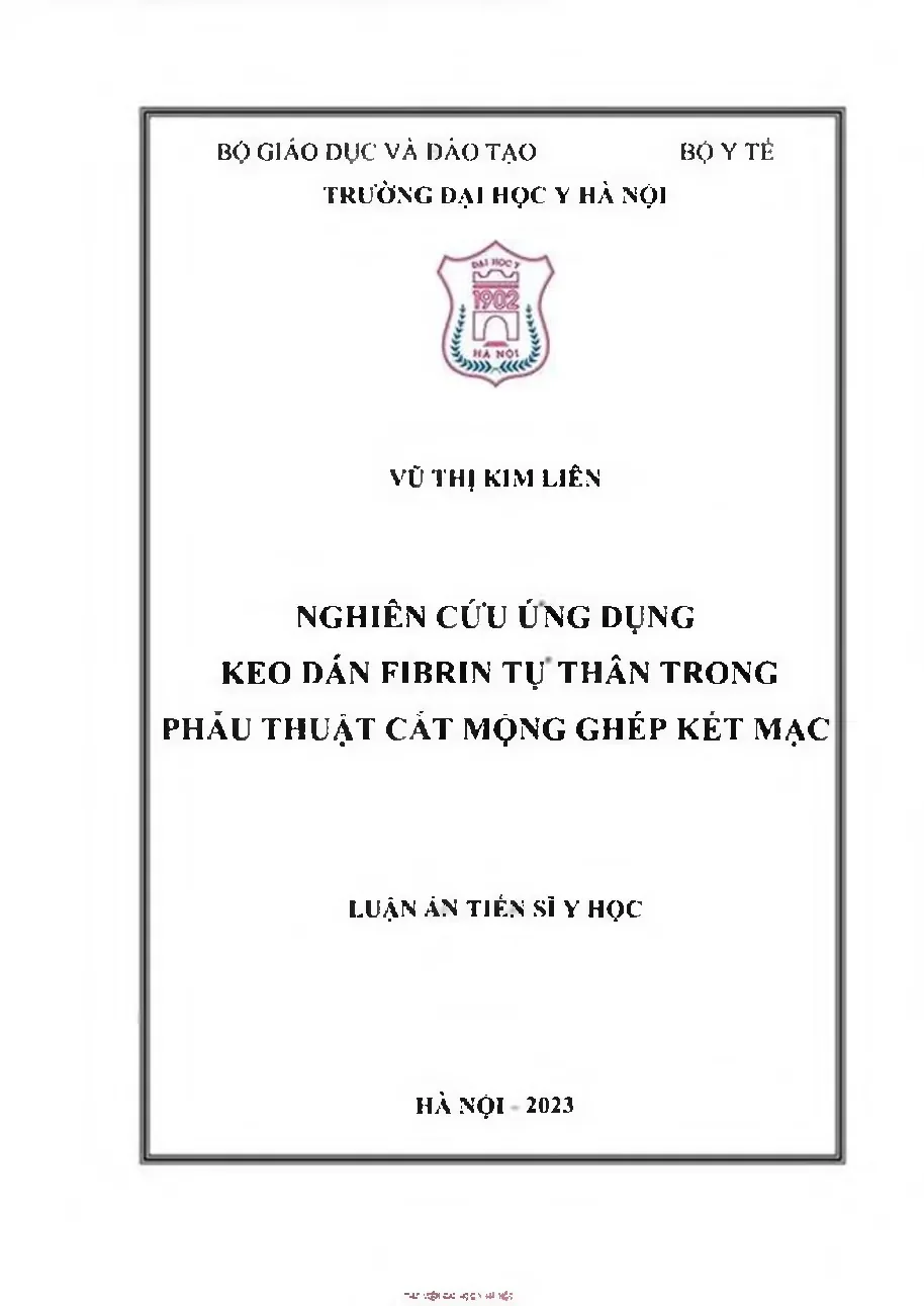 Nghiên cứu ứng dụng keo dán fibrin tự thân trong phẫu thuật mộng