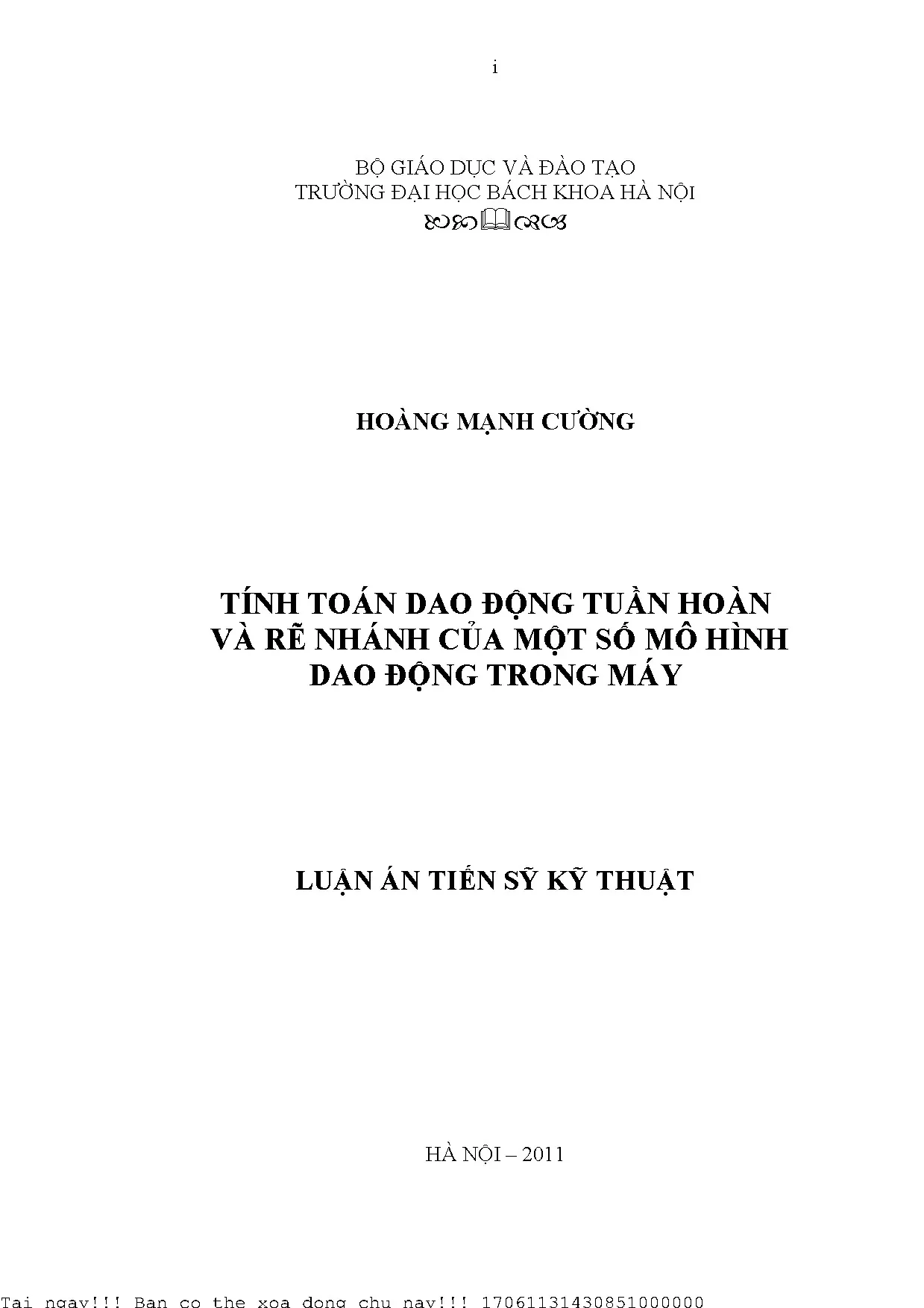 Tính toán dao động tuần hoàn và rẽ nhánh trong máy