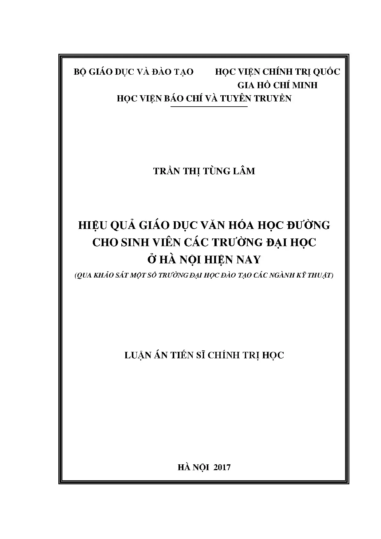 Hiệu quả giáo dục văn hóa học đường sinh viên ĐH Hà Nội hiện nay