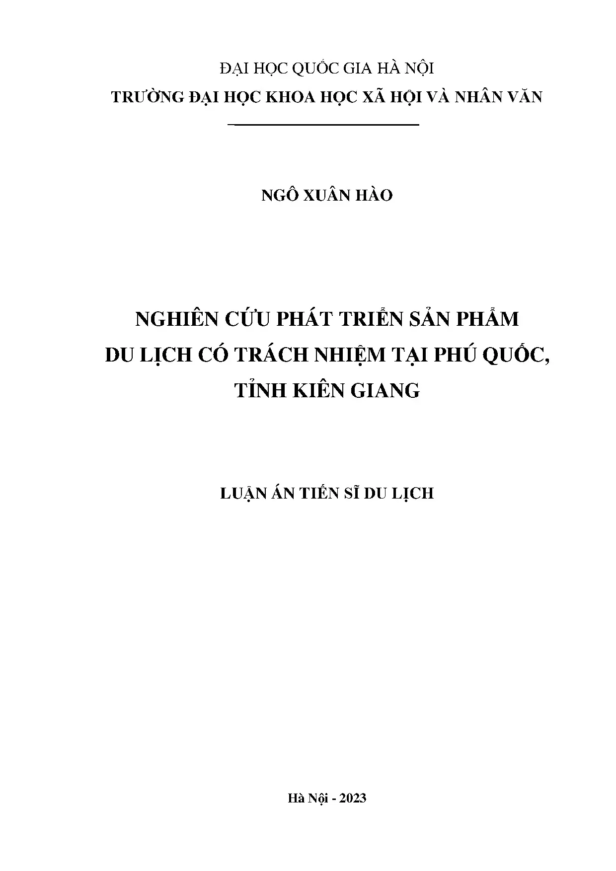 Nghiên cứu phát triển sản phẩm du lịch có trách nhiệm Phú Quốc