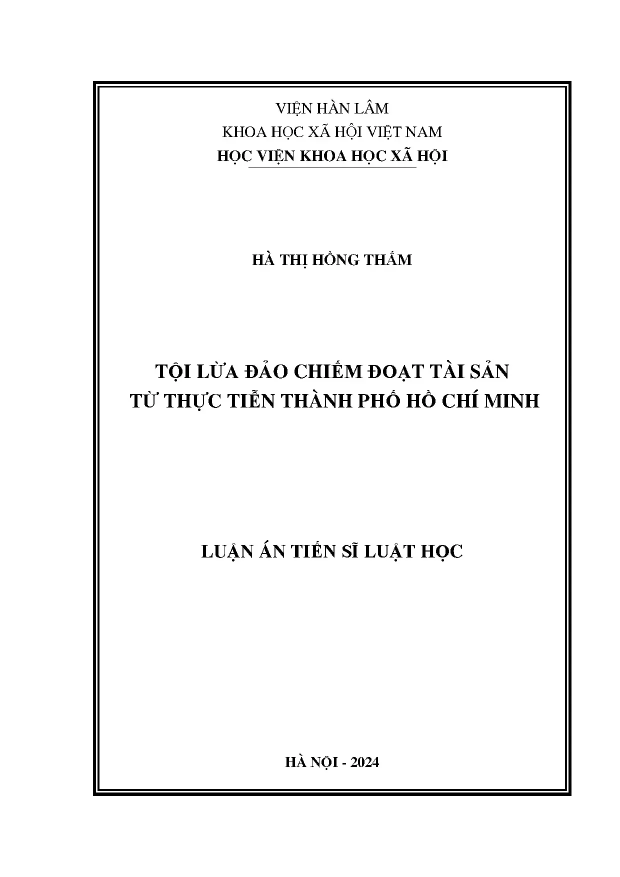 Luận án về tội lừa đảo chiếm đoạt tài sản tại TP.HCM