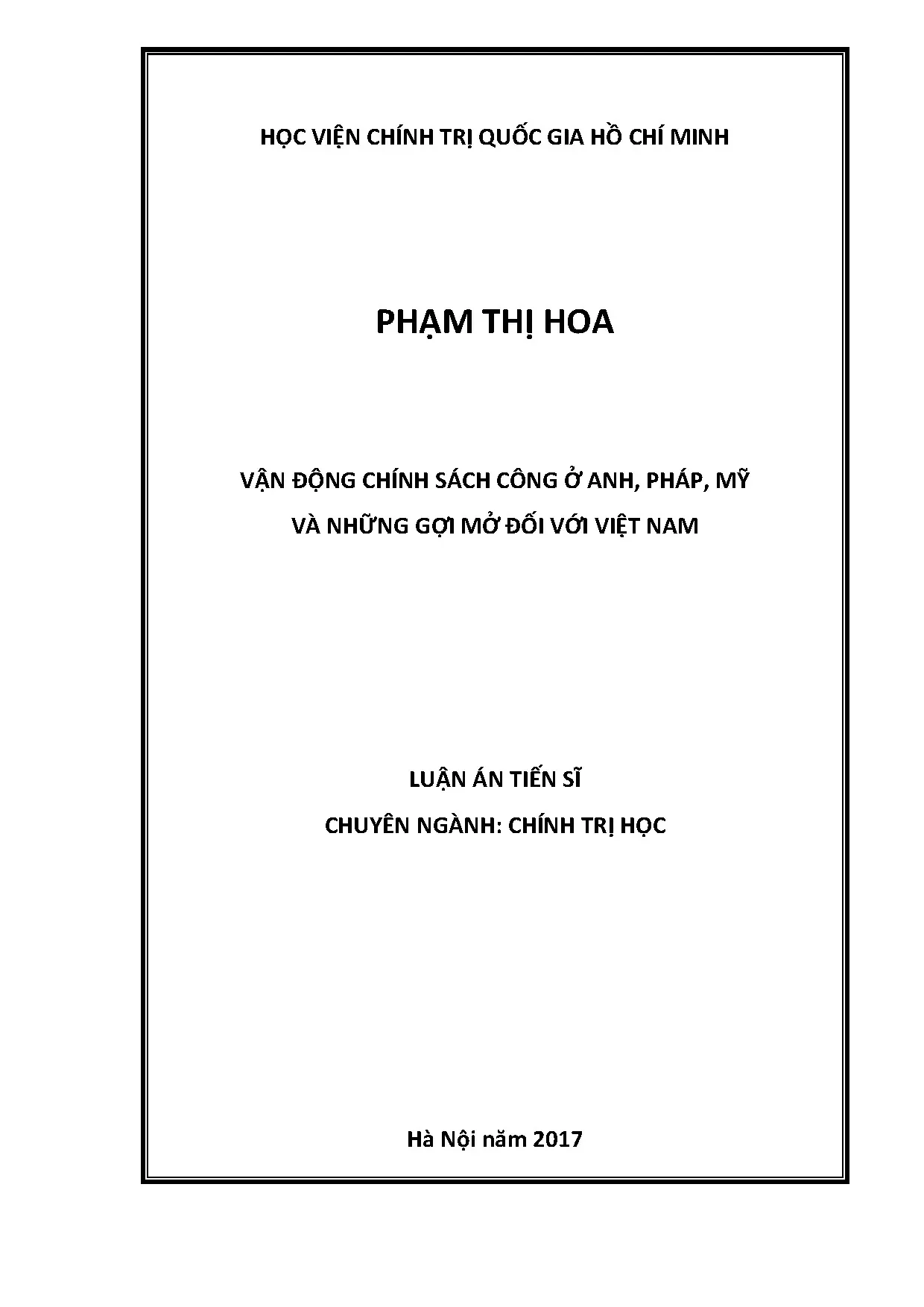 Vận động chính sách công ở Anh, Pháp, Mỹ và Việt Nam