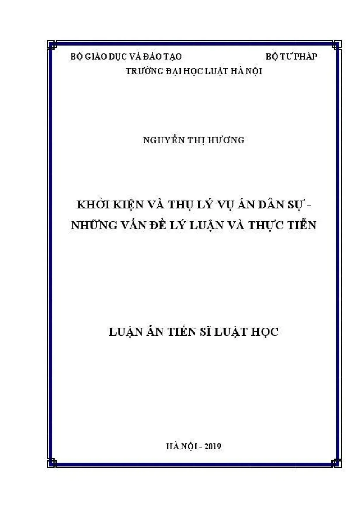 Luận án: Khởi kiện, Thụ lý Vụ án Dân sự - Lý luận & Thực tiễn
