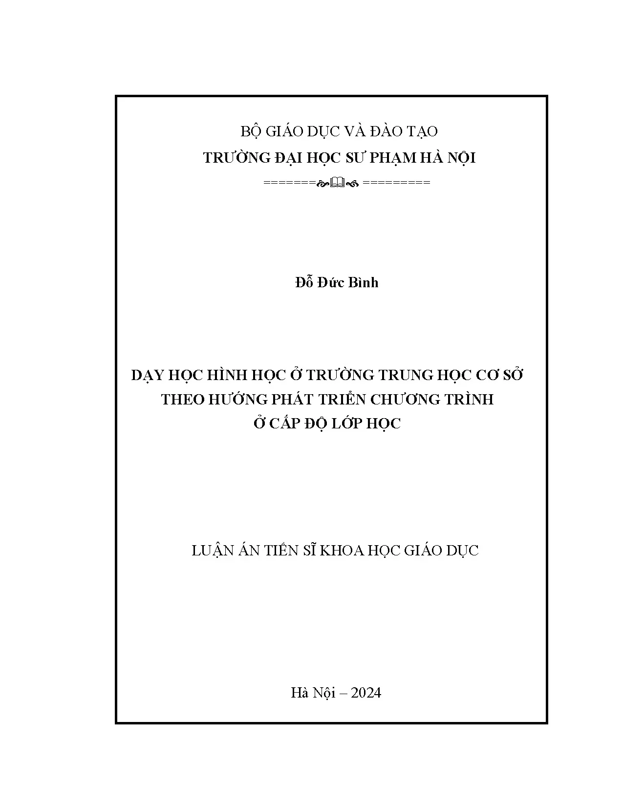 Dạy học Hình học THCS theo hướng phát triển chương trình lớp học