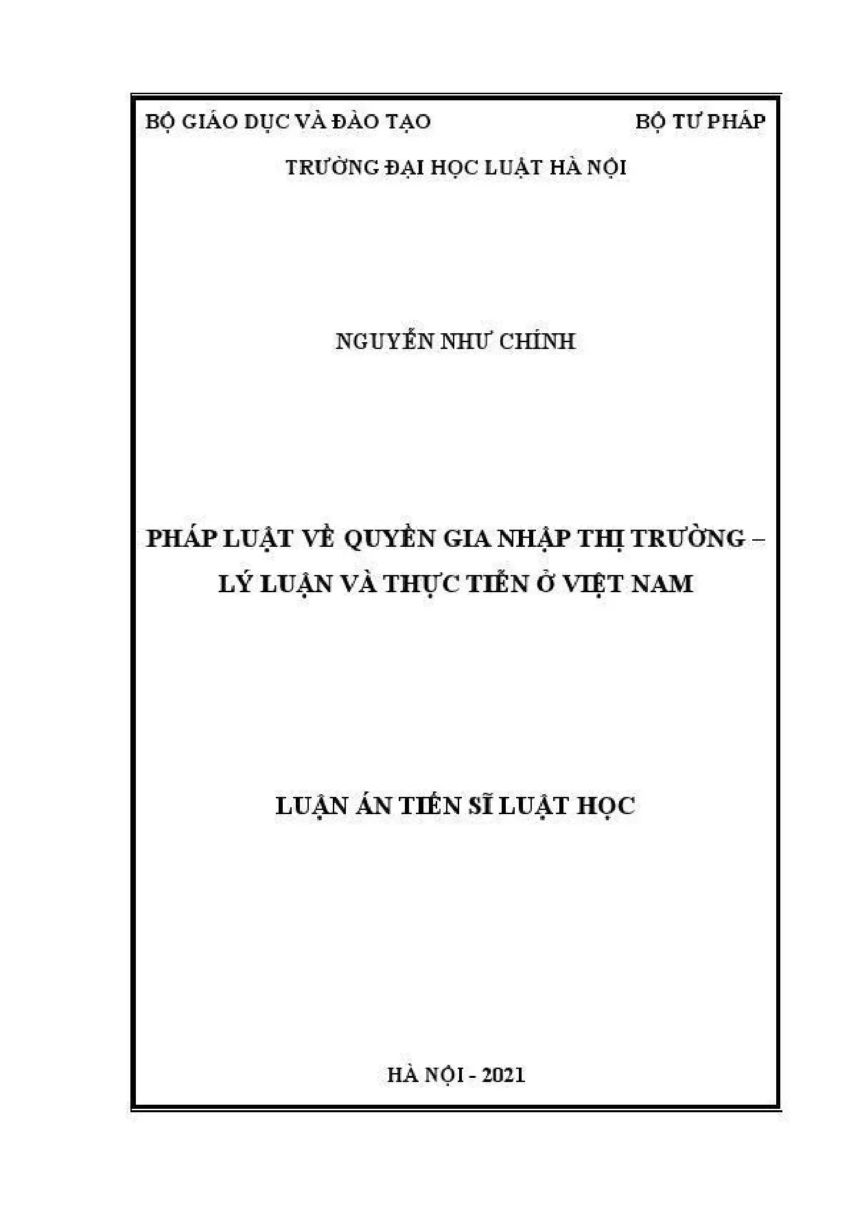 Luật về quyền gia nhập thị trường: Lý luận và thực tiễn Việt Nam