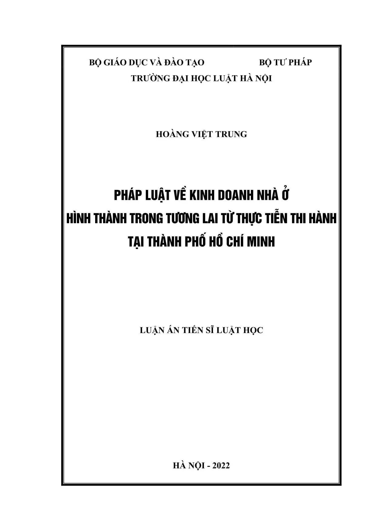 Luận án tiến sĩ về kinh doanh nhà ở hình thành tương lai