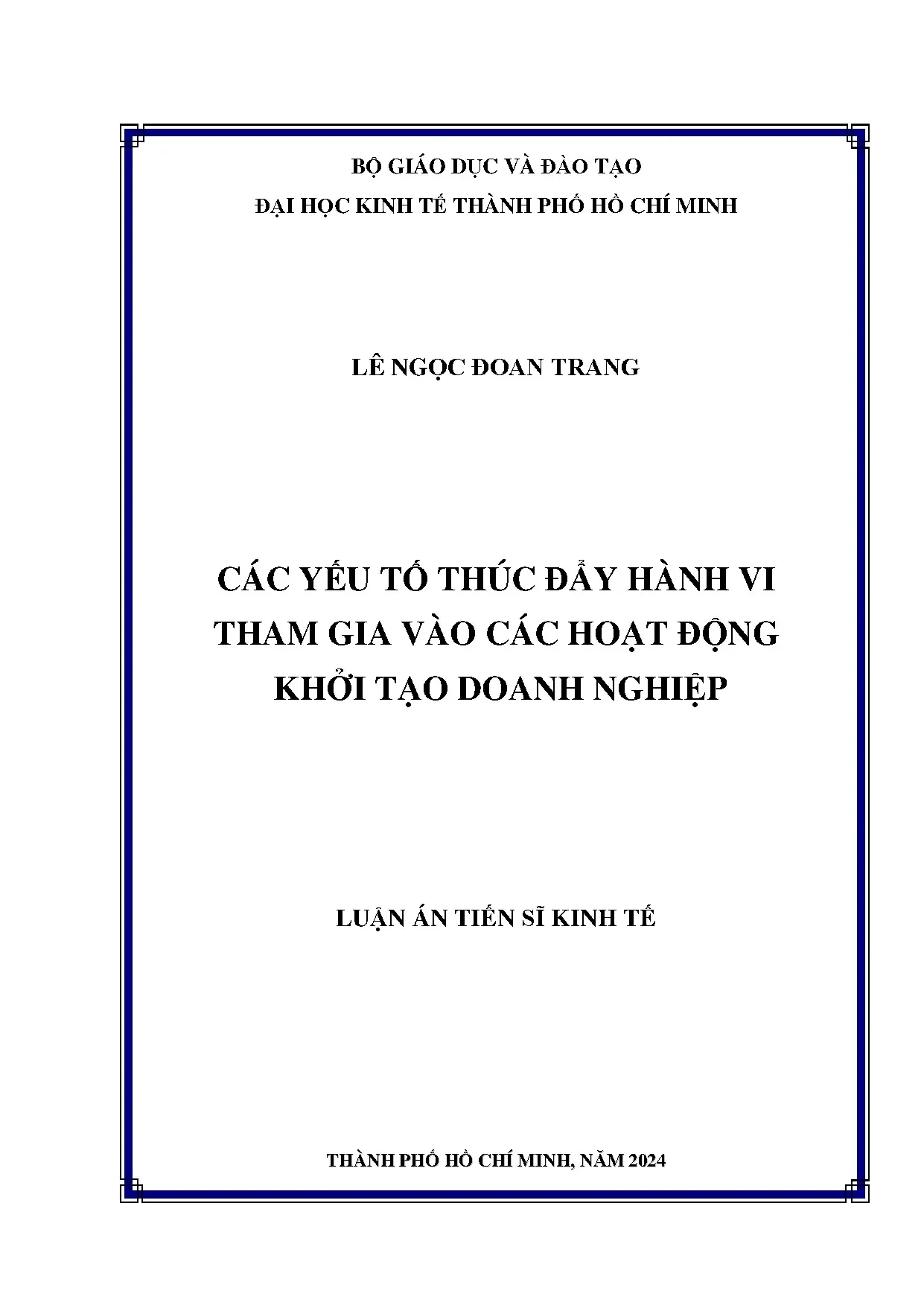 Yếu tố thúc đẩy hành vi khởi tạo doanh nghiệp tại Việt Nam