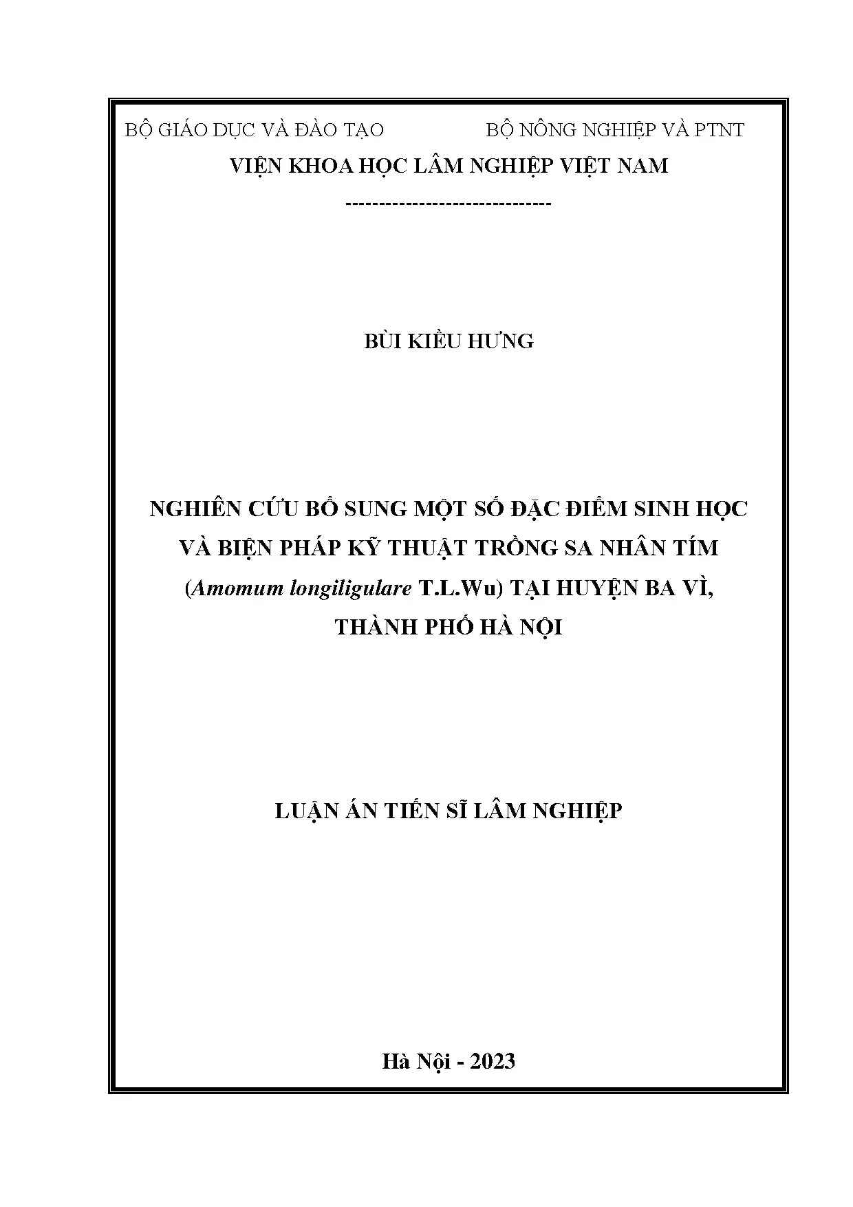 Nghiên cứu sinh học và kỹ thuật trồng Sa nhân tím tại Ba Vì