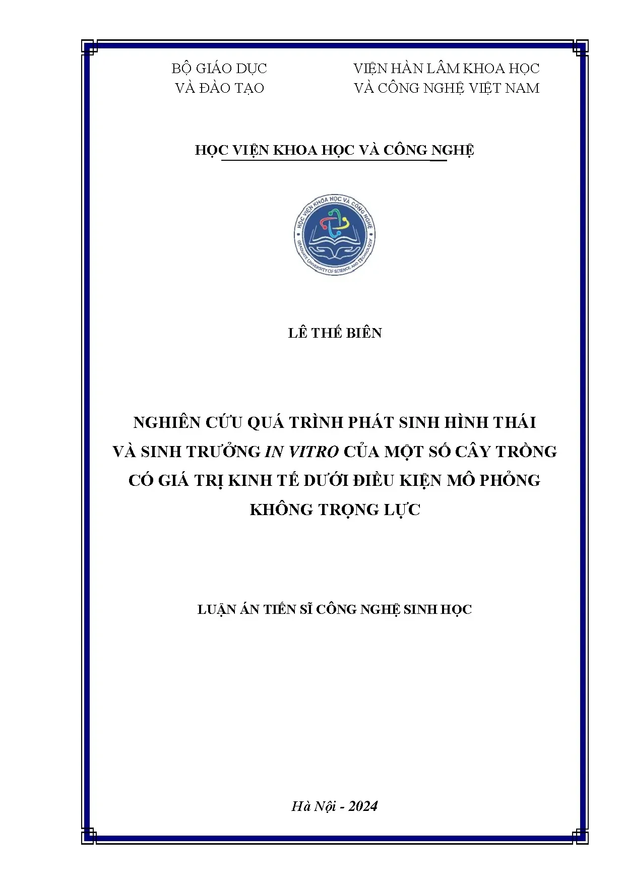 Nghiên cứu hình thái và sinh trưởng in vitro cây trồng