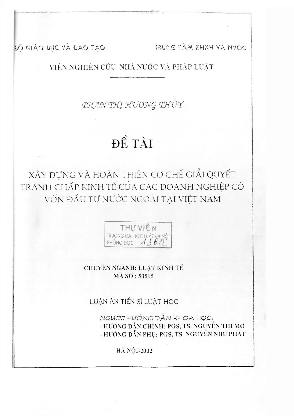 Hoàn thiện cơ chế giải quyết tranh chấp kinh tế doanh nghiệp FDI tại Việt Nam