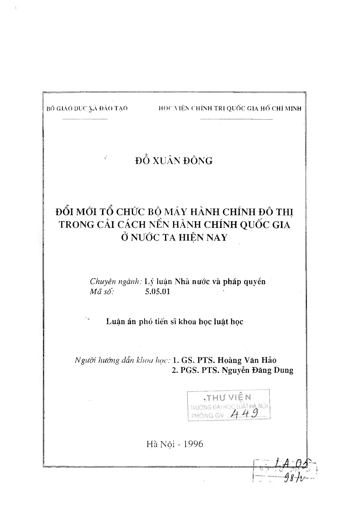 Đổi mới tổ chức hành chính đô thị trong cải cách hành chính quốc gia