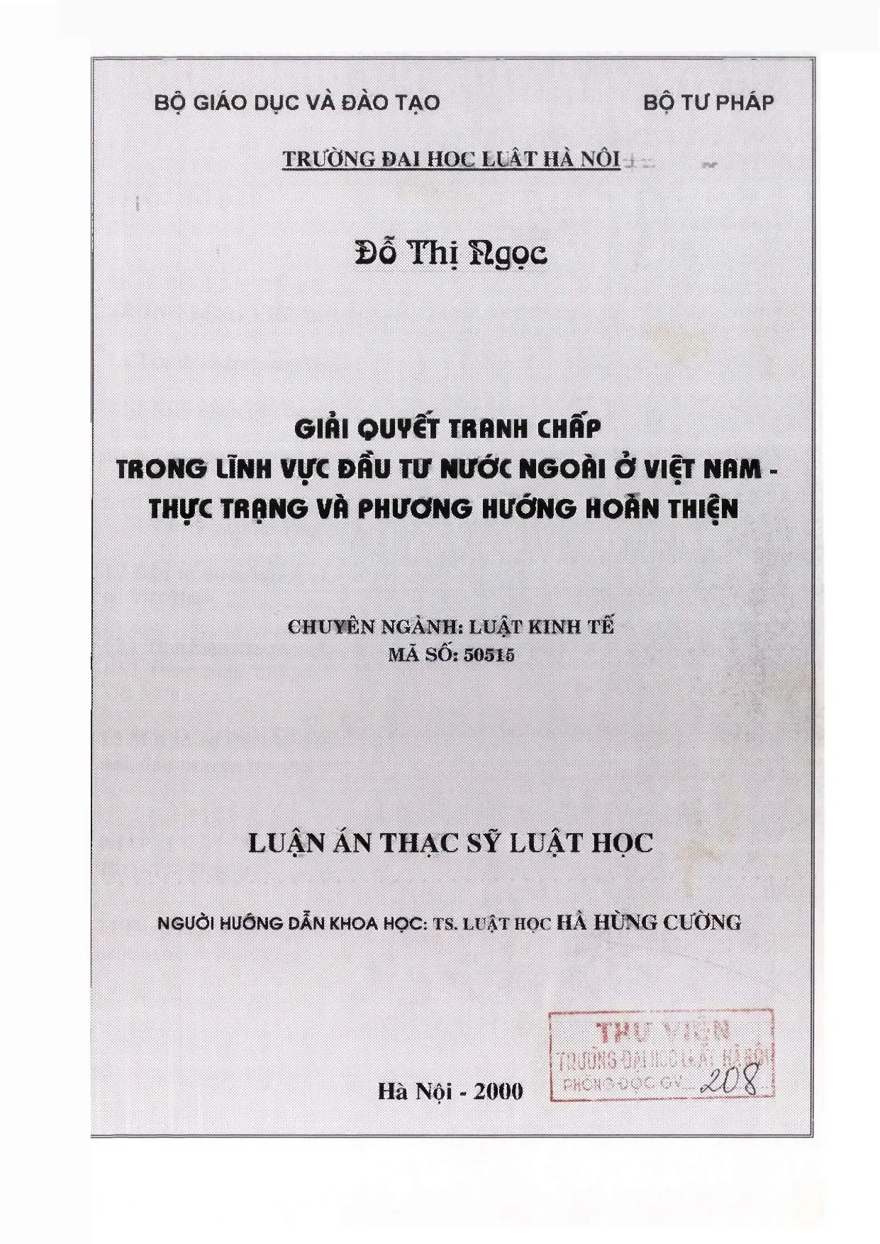 Giải quyết tranh chấp ĐTNN ở Việt Nam: Thực trạng & Hoàn thiện