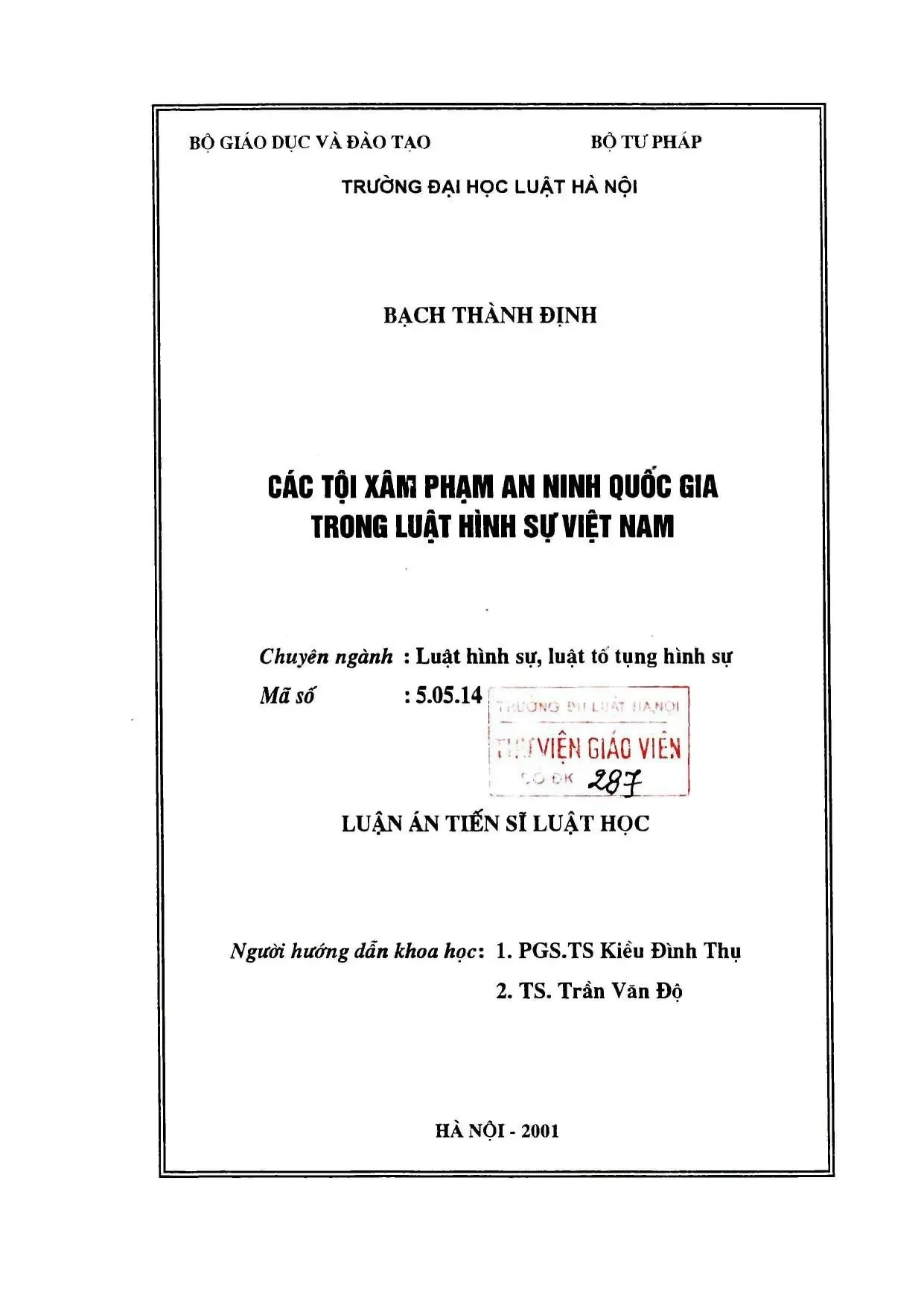 Luận án tiến sĩ luật học các tội xâm phạm an ninh quốc gia t