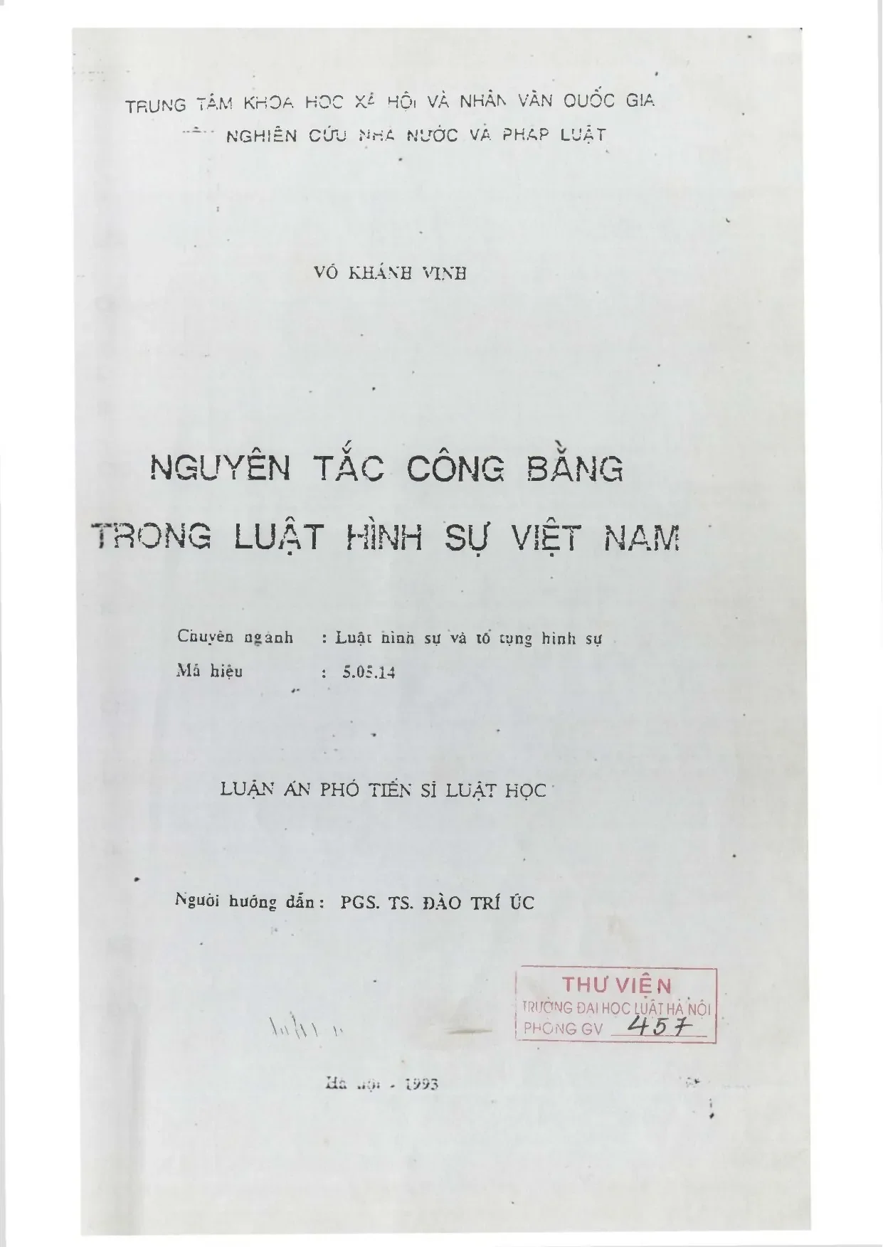 Luận án phó tiến sĩ khoa học luật học nguyên tắc công bằng t