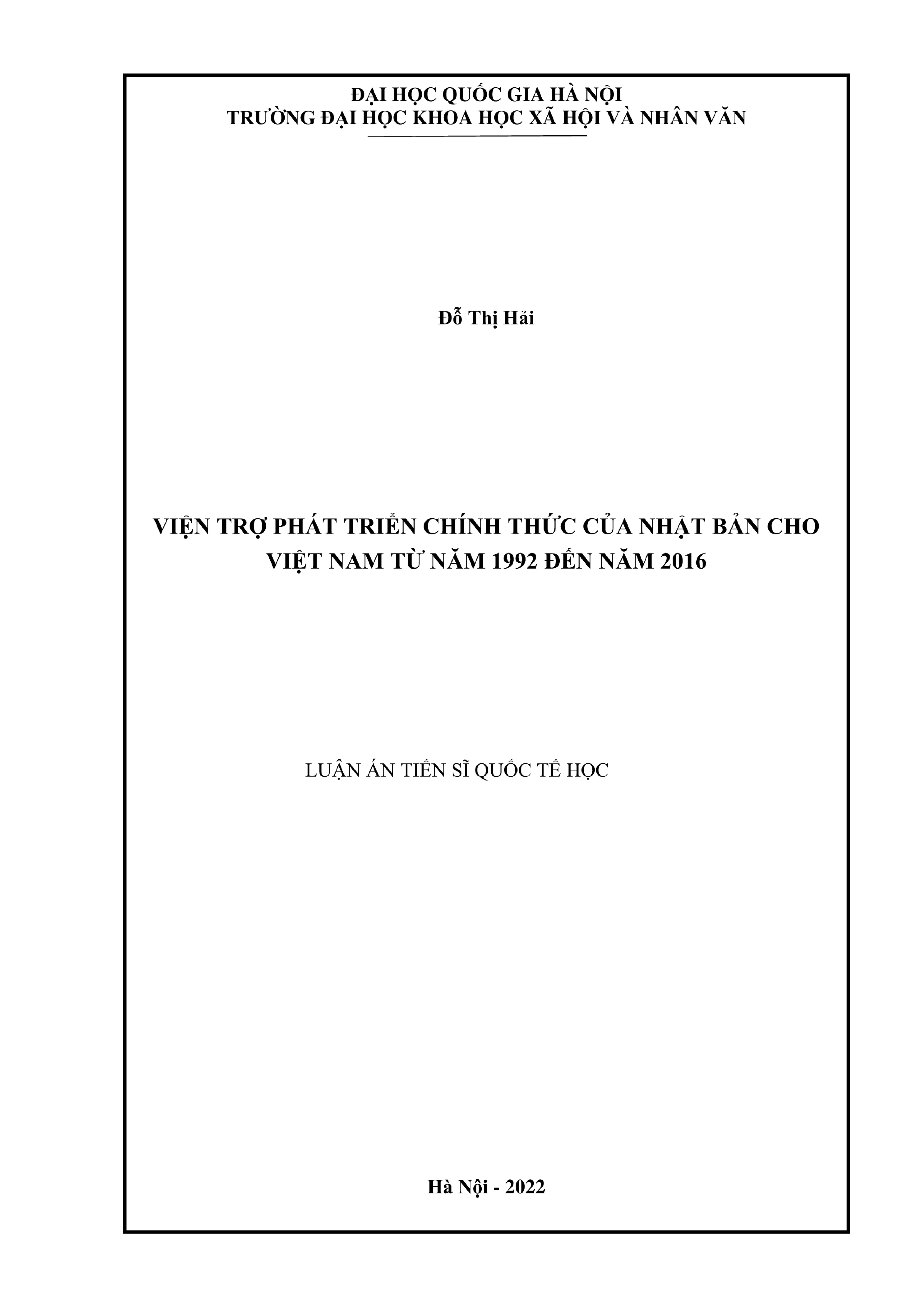 Viện trợ phát triển Nhật Bản cho Việt Nam 1992-2016