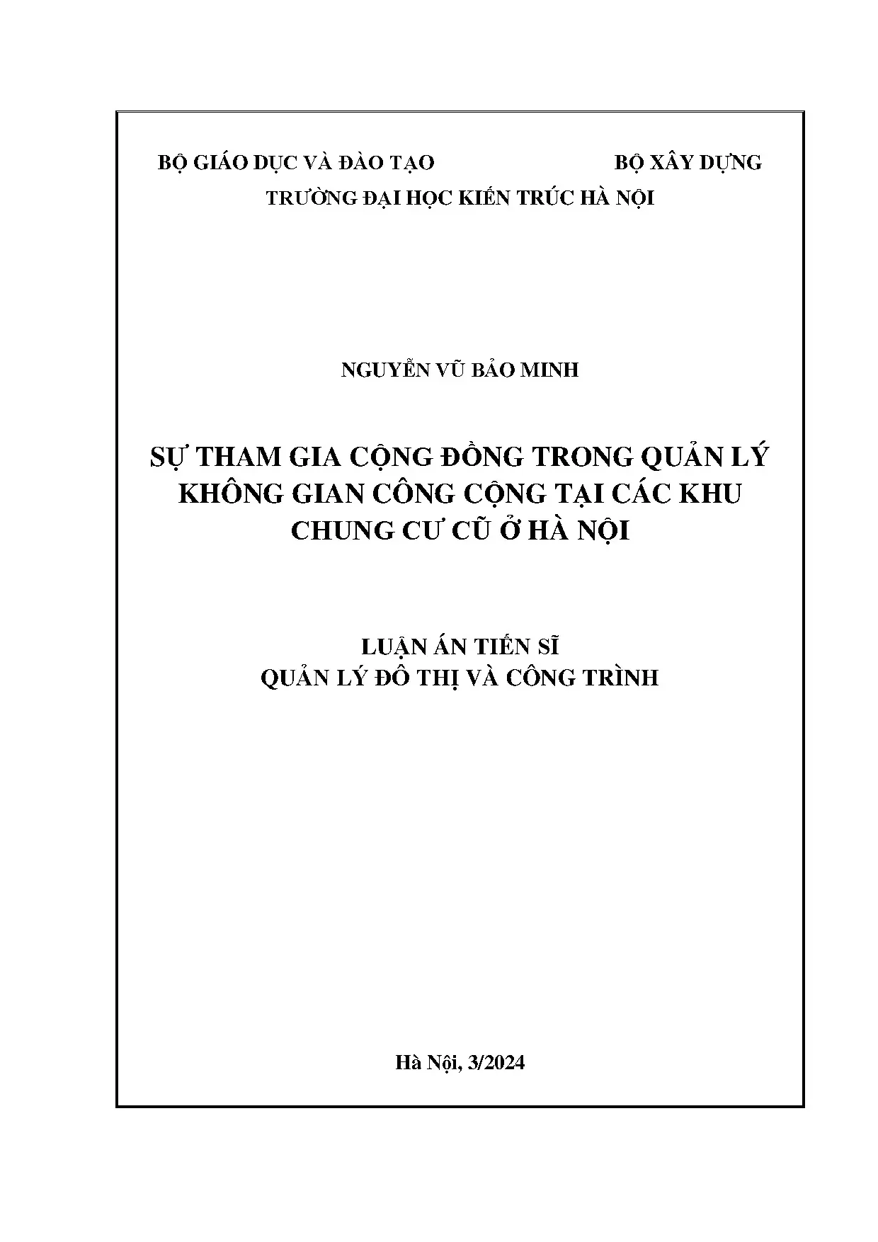 Tham gia cộng đồng trong quản lý không gian công cộng