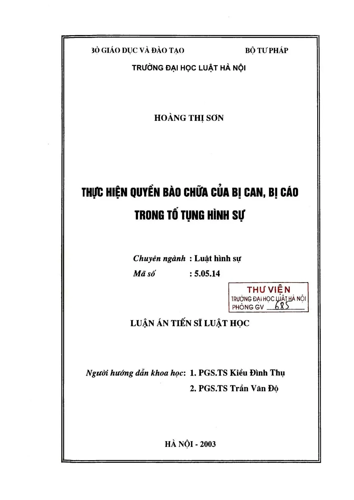 Quyền bào chữa của bị can bị cáo trong tố tụng hình sự